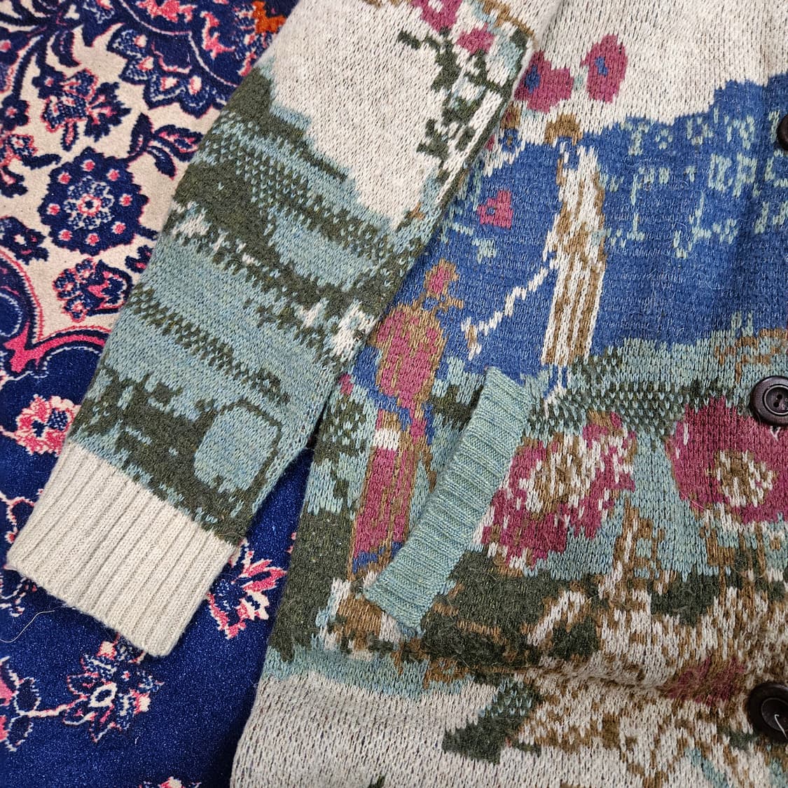 써스데이아일랜드 스토리 자카드 후드 롱 가디건 M size 상품이미지4