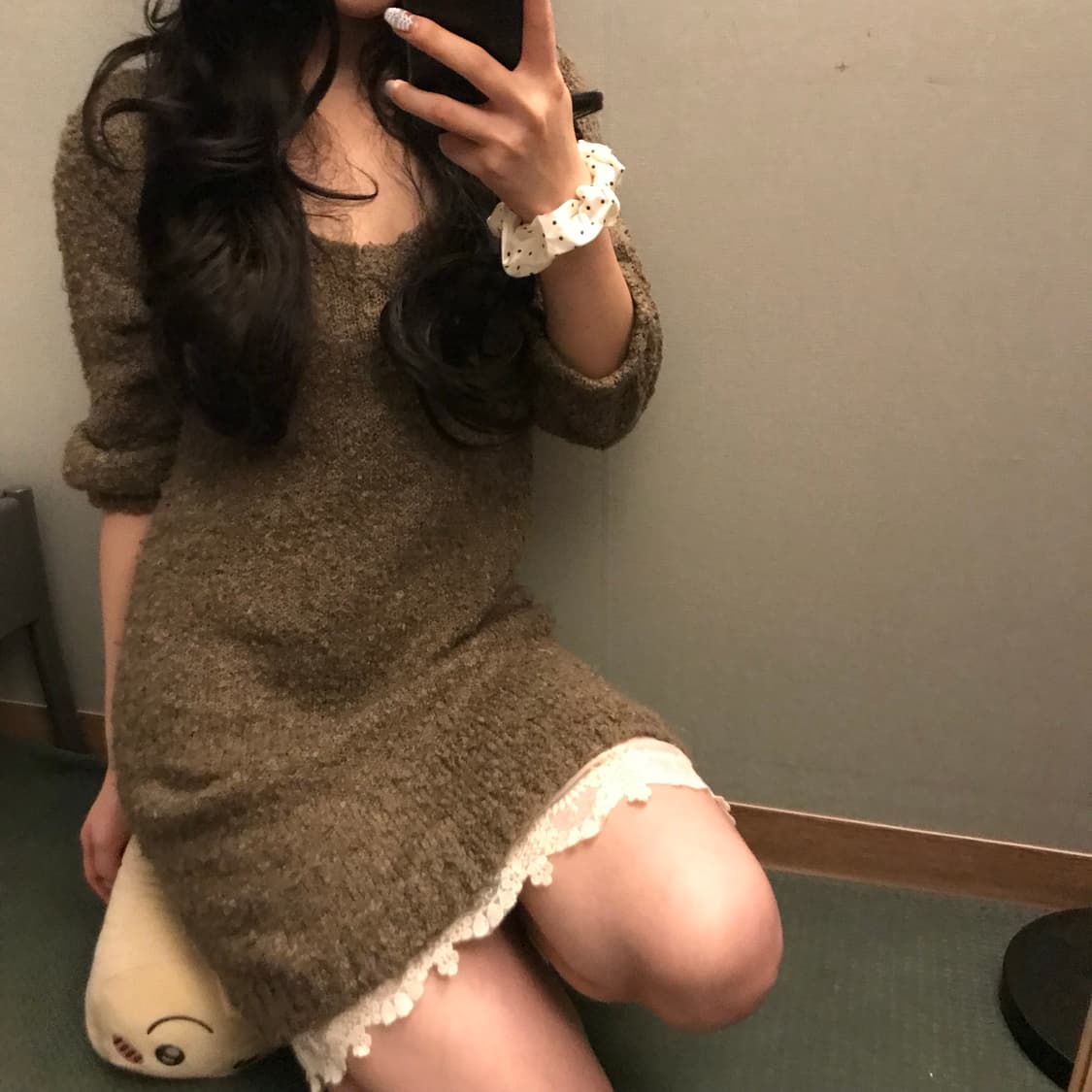 JPN Vintage 모리걸 라떼갸루 부클니트 원피스 상품이미지3