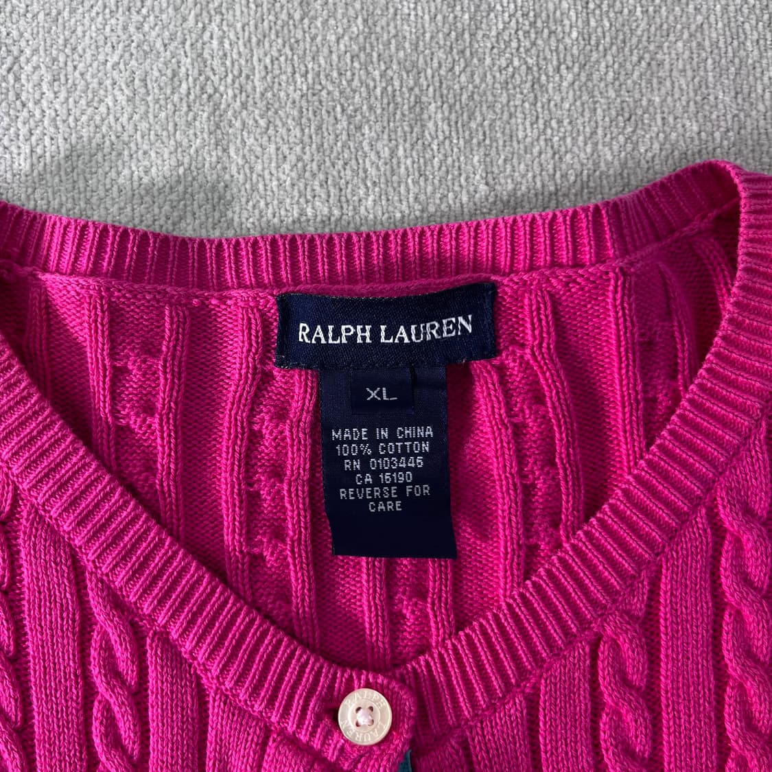 W 95 폴로랄프로렌 핑크 꽈배기 가디건 상품이미지3