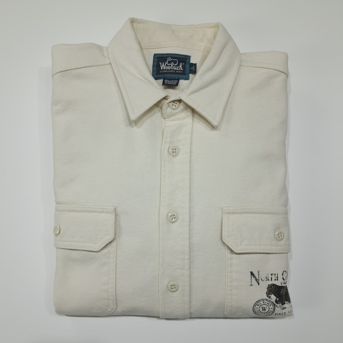 CL368 L 울리치 90s 곰그래픽 헤비플란넬 아이보리 셔츠 남방 상품이미지8