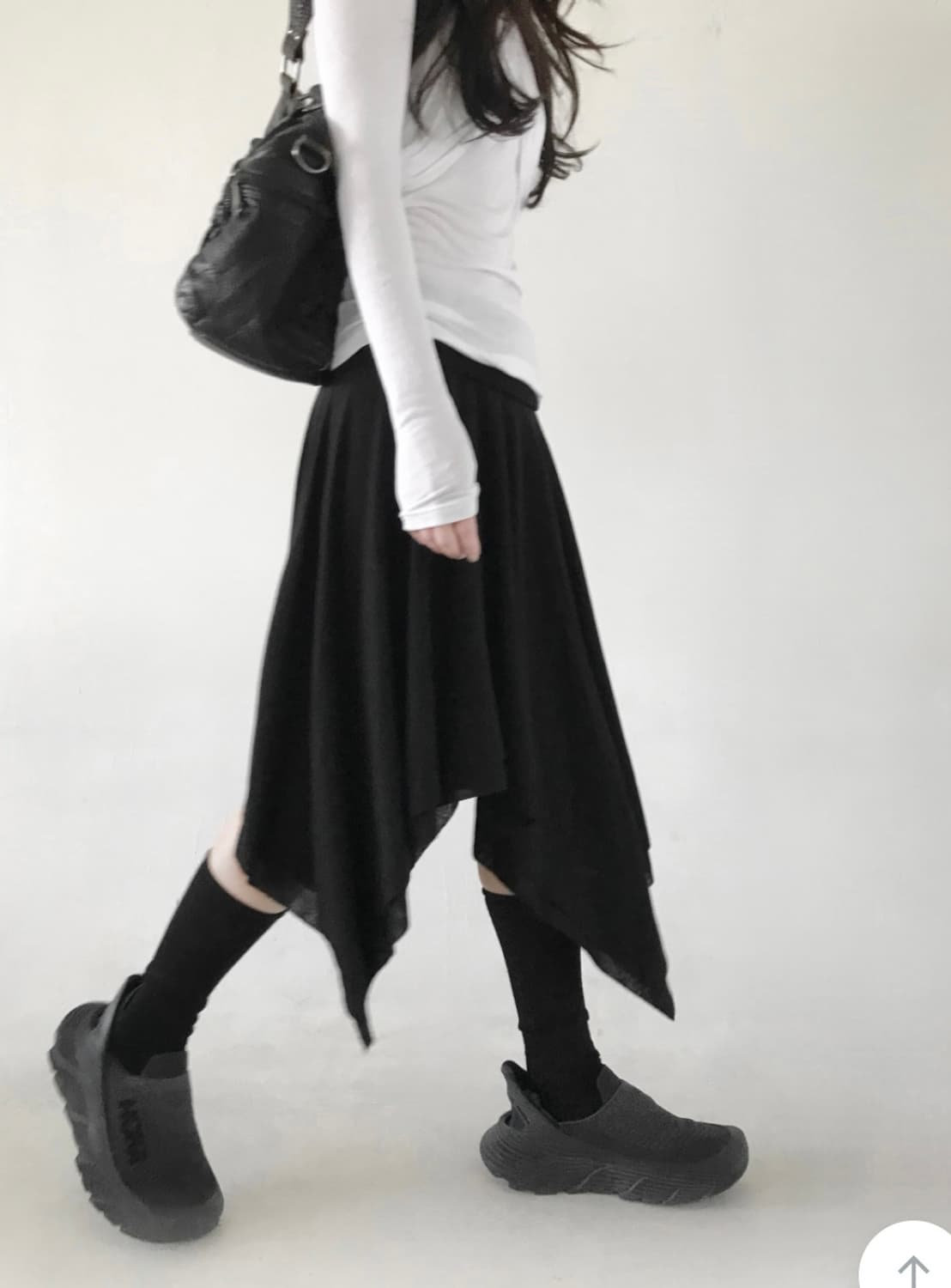 히피디피 소프트 플레어 스커트 미디스커트 블랙 상품이미지2