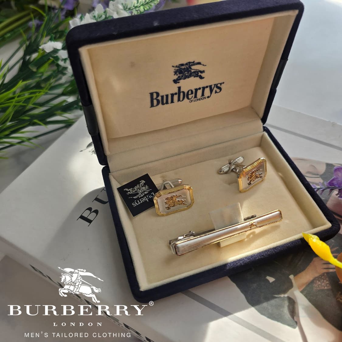 버버리 정품 명품 넥타이핀,커프스세트 5.7cm A+~A등급  J1 상품이미지2