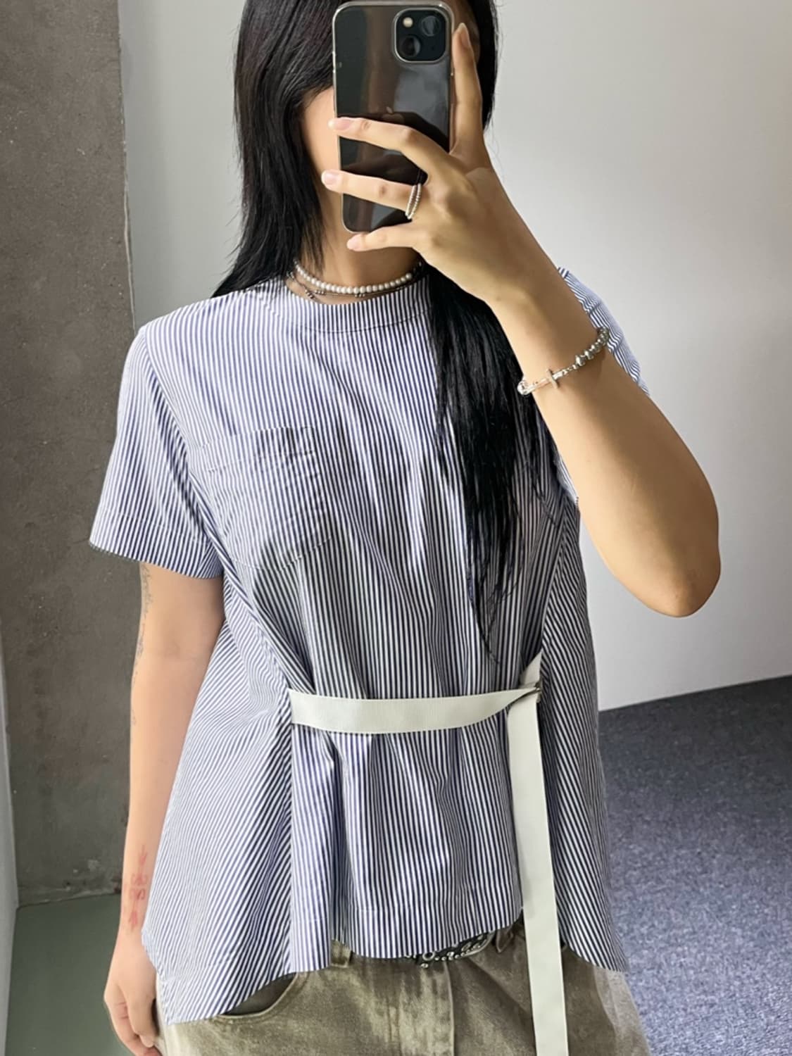 사카이 16s/s 스트라이프 하프 블라우스 상품이미지3