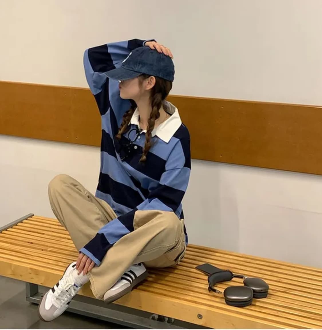 스트라이프 카라 긴팔티 상품이미지2