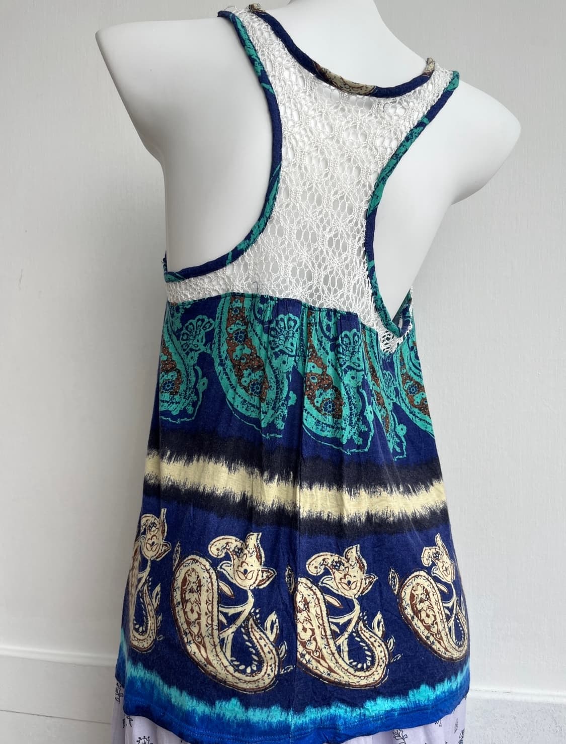 보헤미안 페이즐리 블루 슬리브리스 탑 상품이미지6