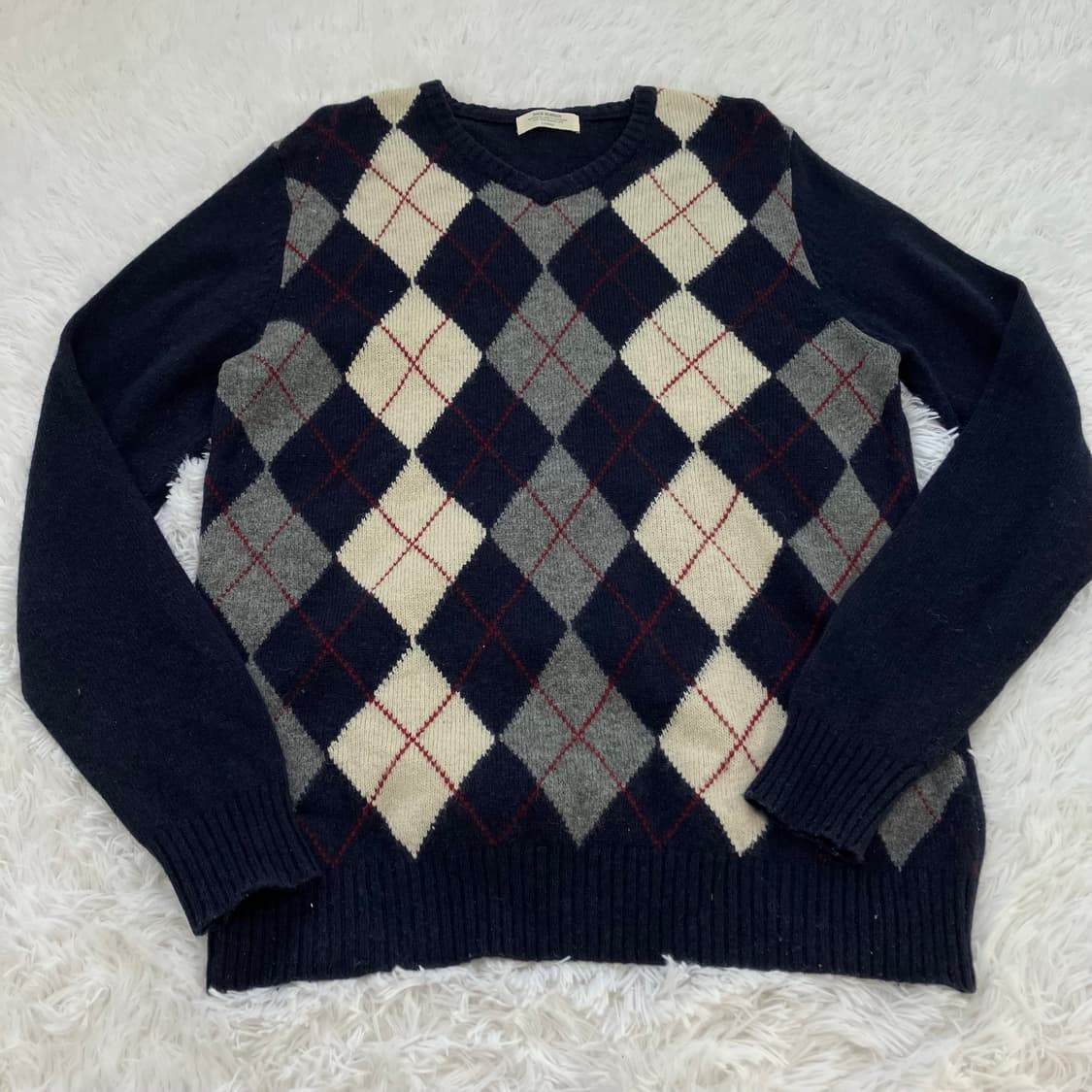 빈티지 네이비 아가일 니트 849 y2k 스트릿 모리 갸루 일본빈티지 펑 상품이미지3