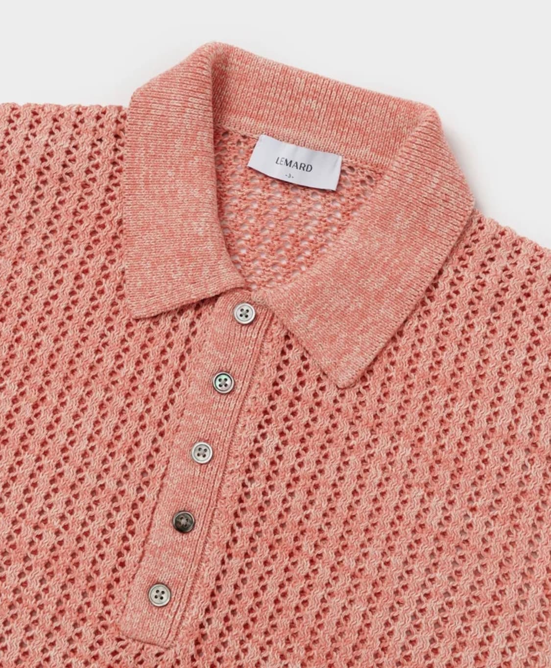 스카시 투톤 반오픈 단추 카라 니트 - 피치 3 상품이미지5