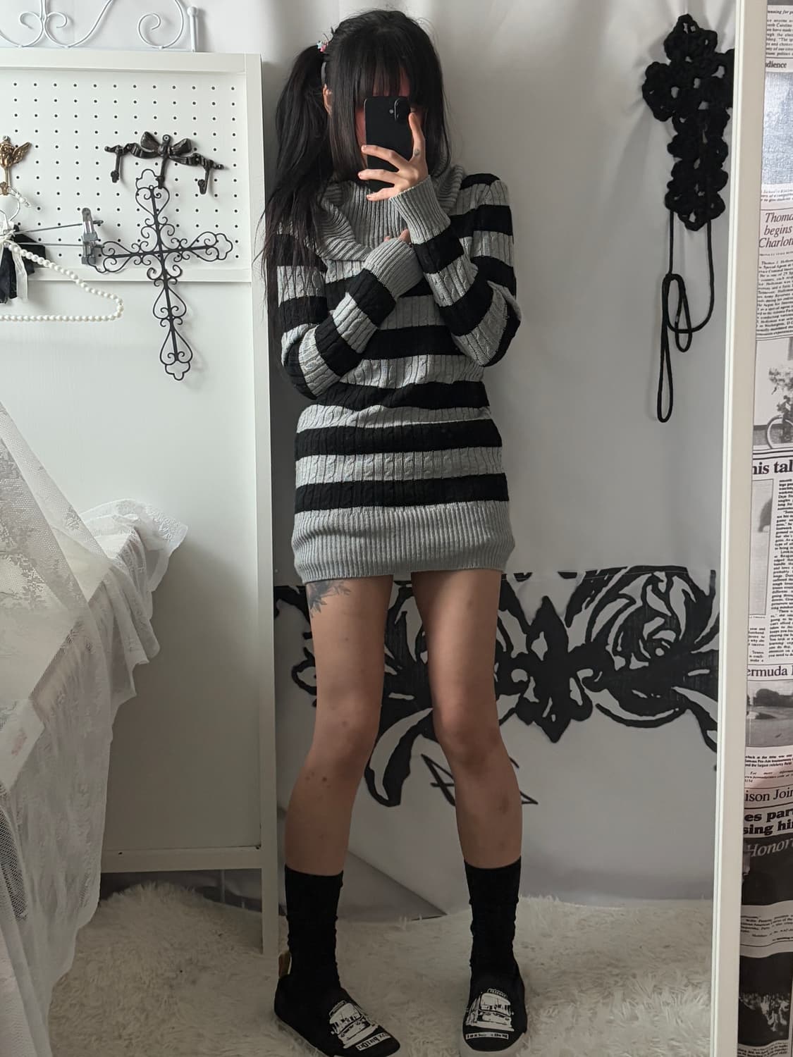 • striped high-neck cable knitwear 상품이미지4