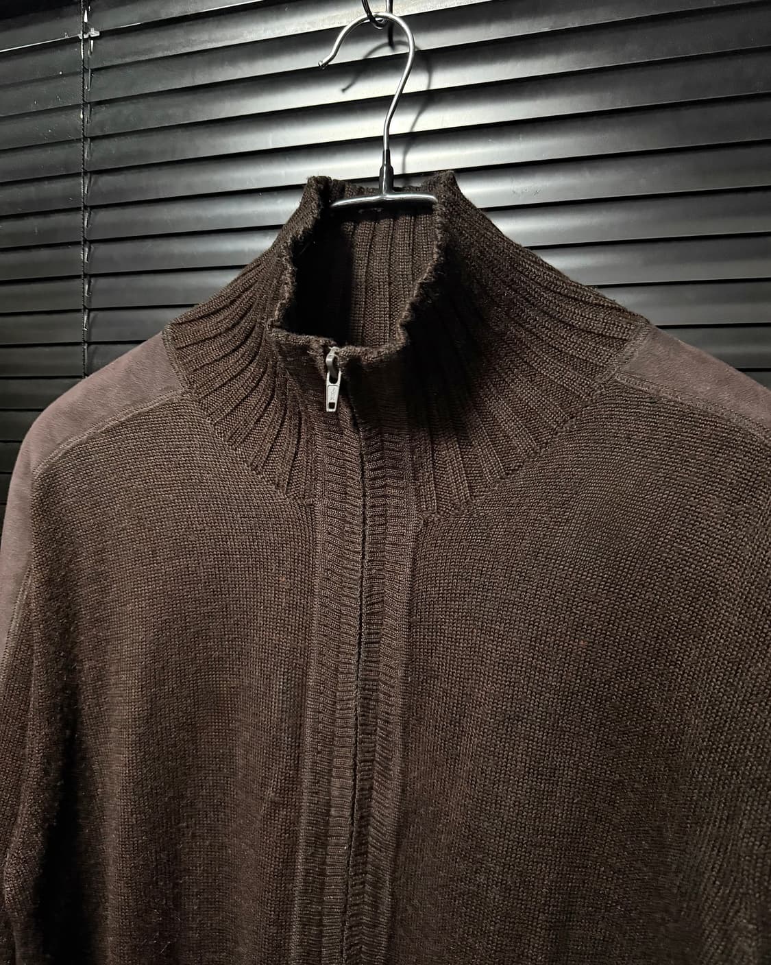 아르마니 익스체인지 밀리터리 브라운 갈색 울 니트 집업 스웨터 스웨이드  상품이미지5