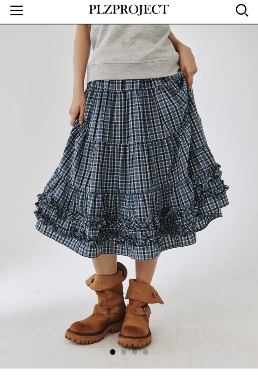 Plzproject MIDDLE FRILL SKIRT, BLUE CHE 상품이미지1