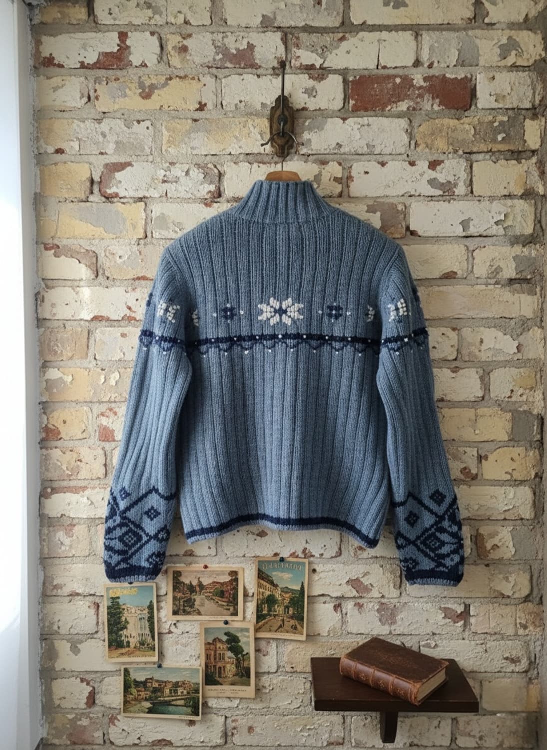 Lands End 패턴 하프집업 니트 S 상품이미지2