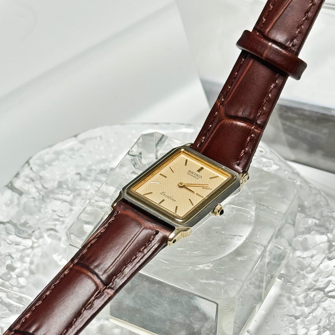 80's90's 세이코 빈티지 엑셀린 스퀘어 탱크 콤비 드래스워치 상품이미지2