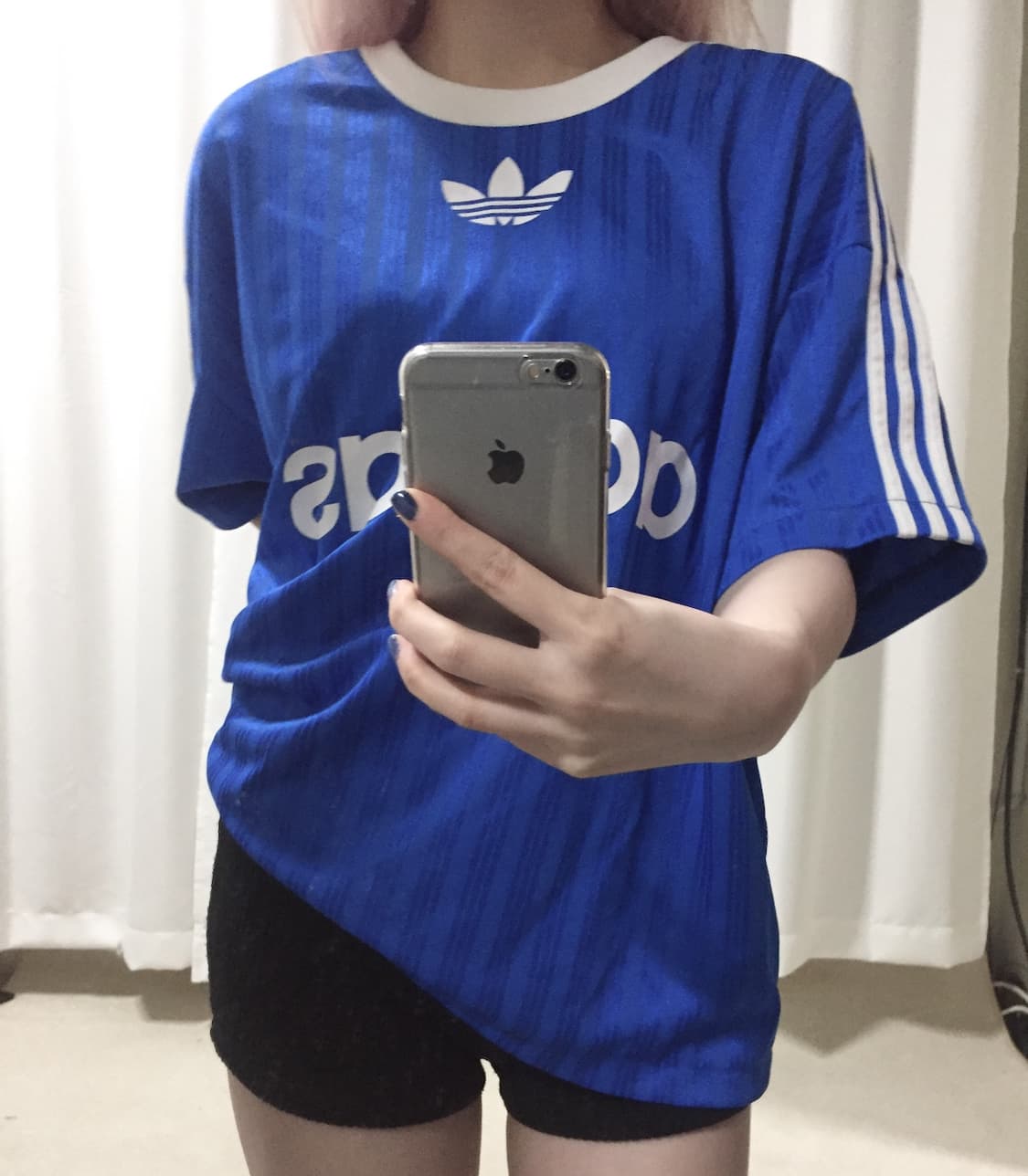 아디다스 블루 트랙탑 삼선 반팔 유니폼 상품이미지1