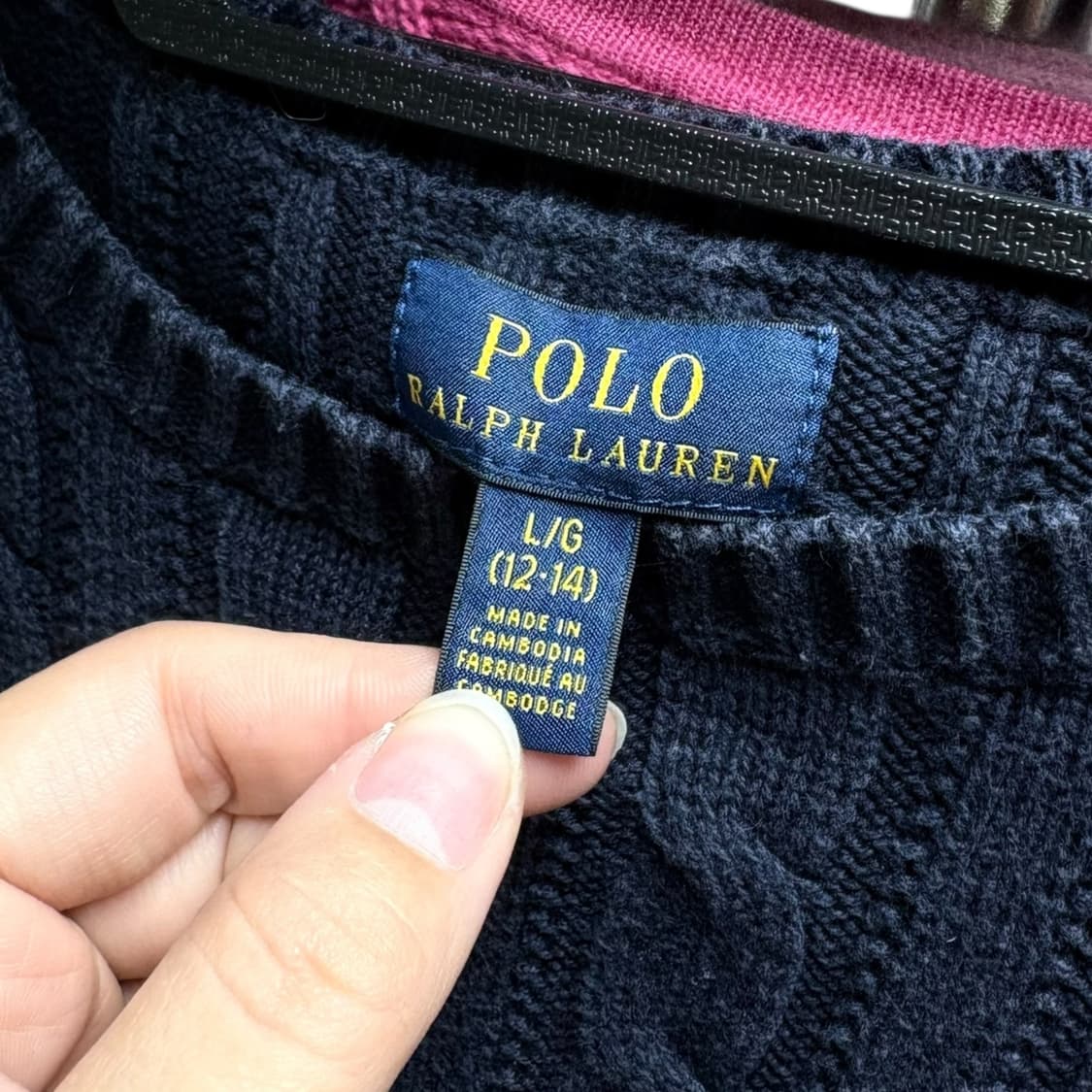 3672 폴로 랄프로렌 네이비 핑크 꽈베기니트 상품이미지4