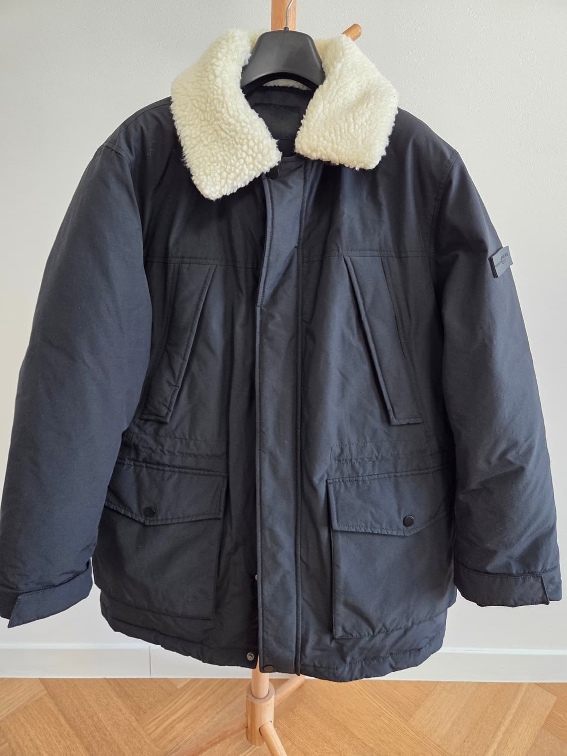 TBJ 블랙 양모 카라 덕다운 패딩 L(100) 상품이미지1