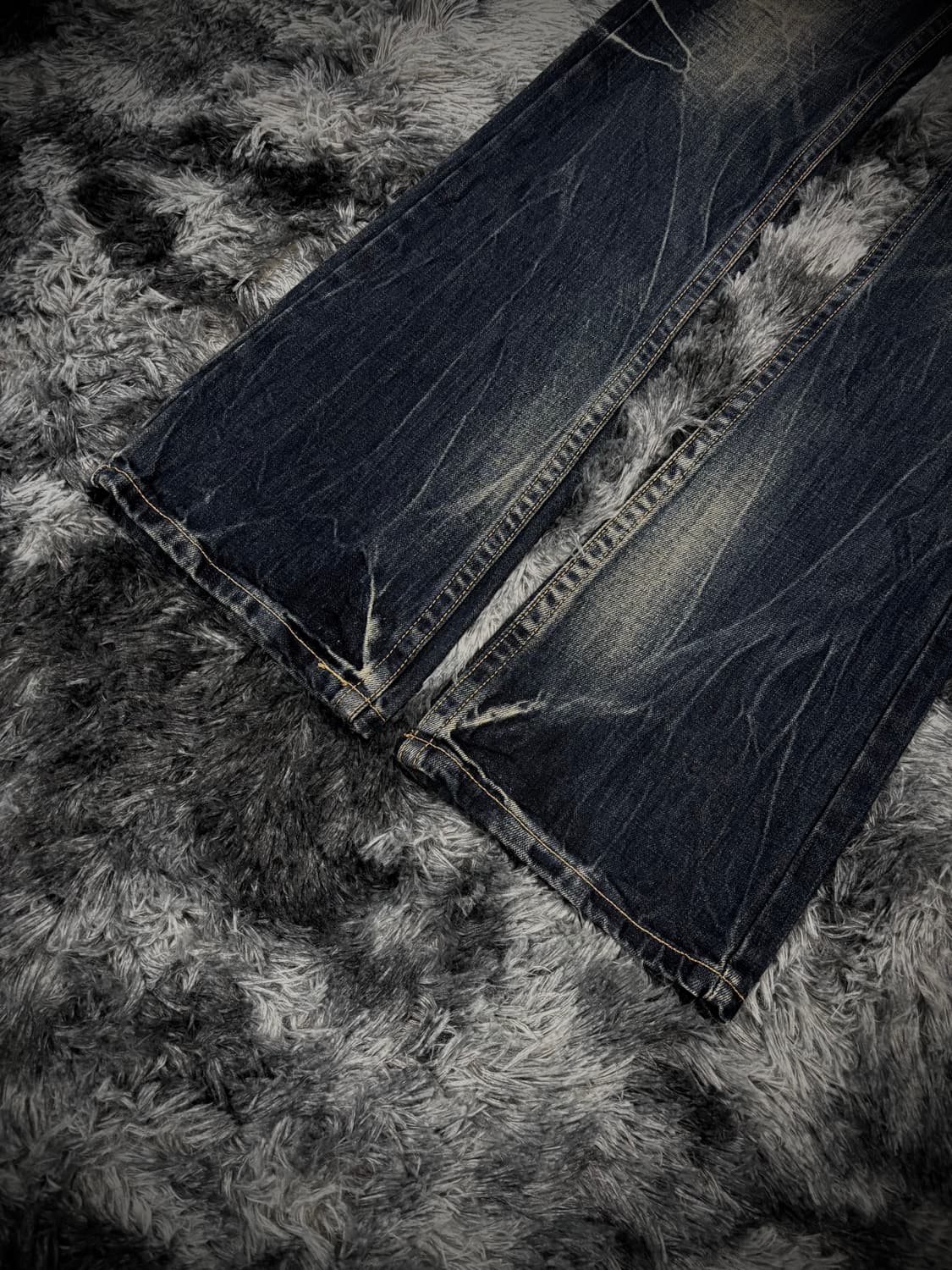 핑크 스컬 플라워 패치 부츠컷 워싱 데님팬츠 상품이미지4