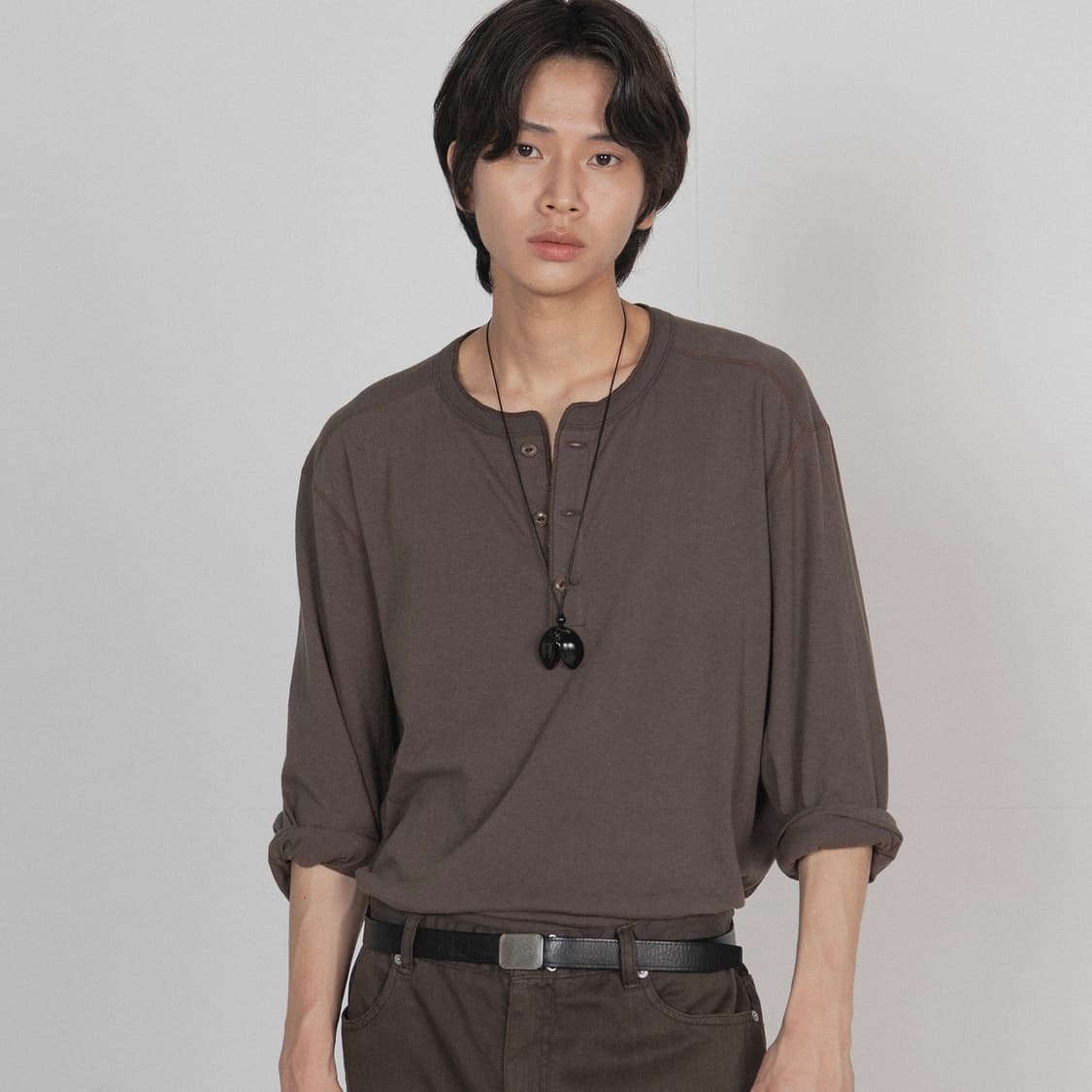 헨리넥 롱 슬리브 Brown 상품이미지2