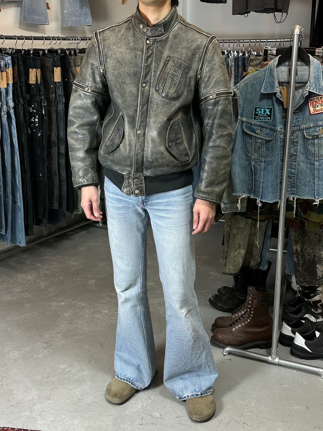 90’s Hein Gericke 디스 레더 자켓 모터사이클 바이커 자켓 상품이미지10