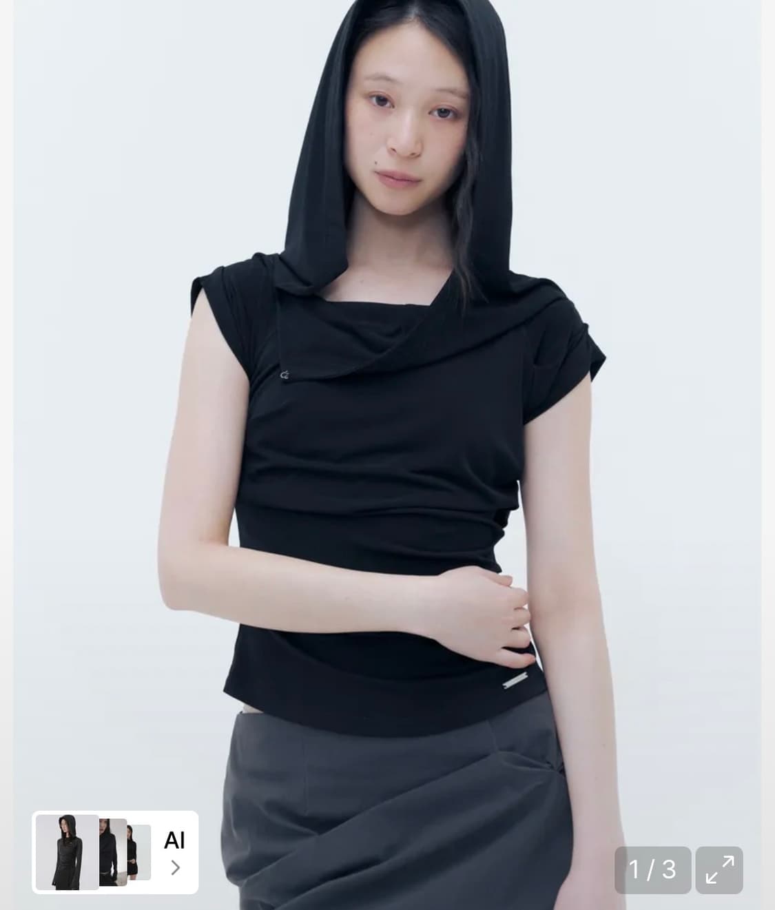미세키서울 Draped mod hoodie top BLACK 상품이미지1