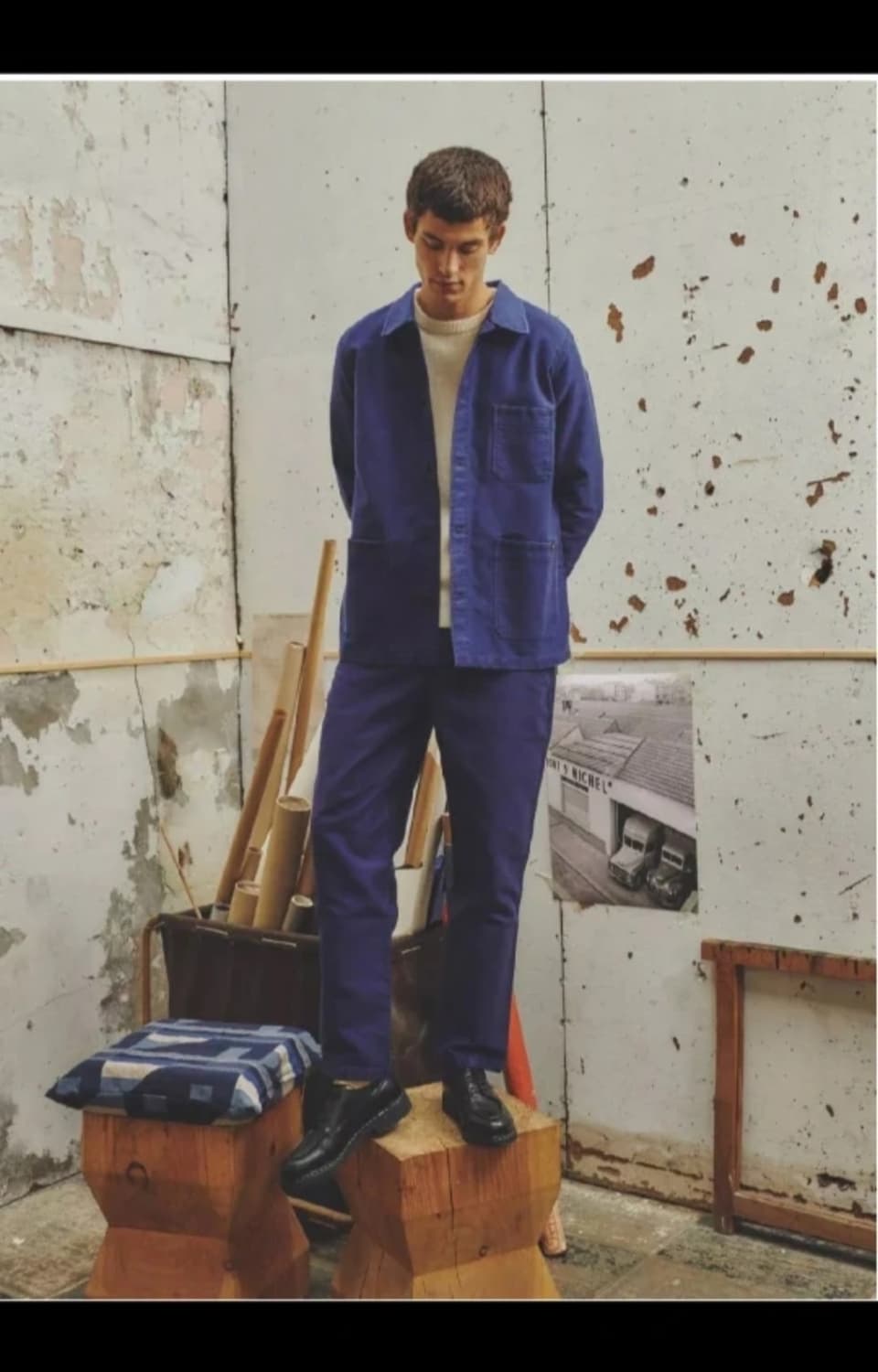 르몽생미셸 남성 몰스킨 워크자켓 블루 50 상품이미지1