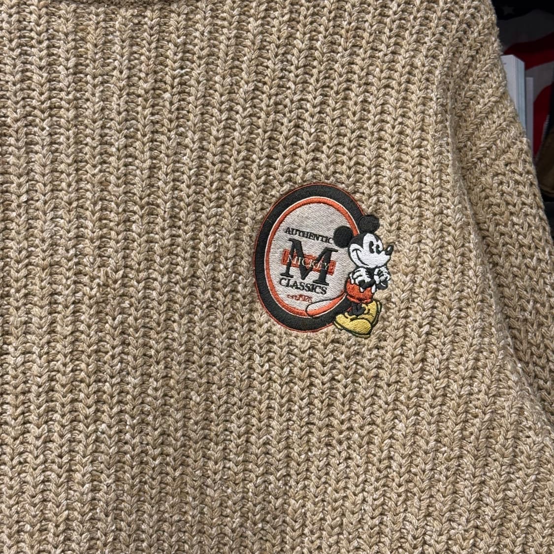 00s 디즈니 스토어 미키마우스 와펜 패치 헤비 울 짜임 빈티지 니트 상품이미지5