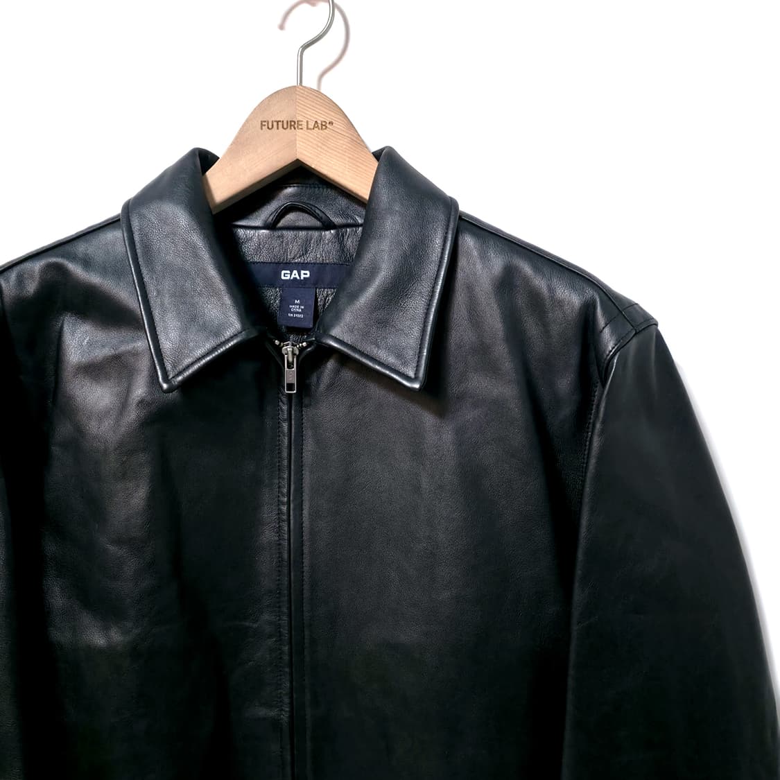 [M] 올드 갭 싱글레더 자켓 블랙 00s 상품이미지3