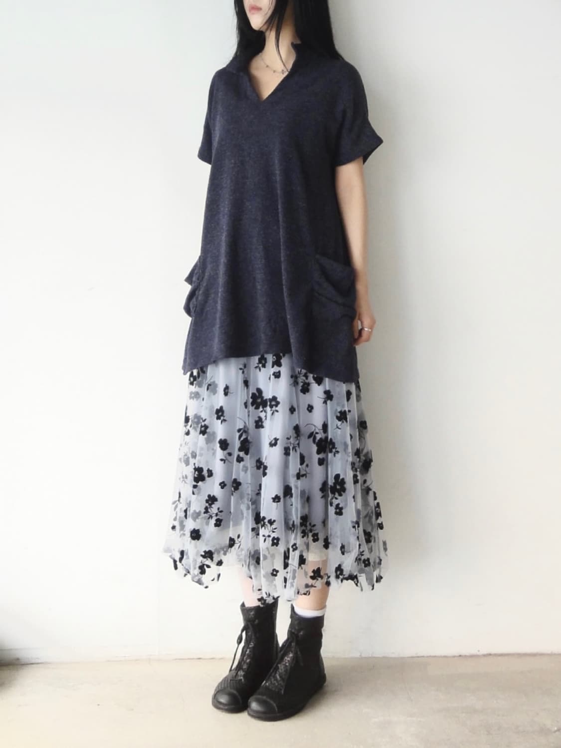 Spring flower tulle skirt / sky blue 상품이미지4