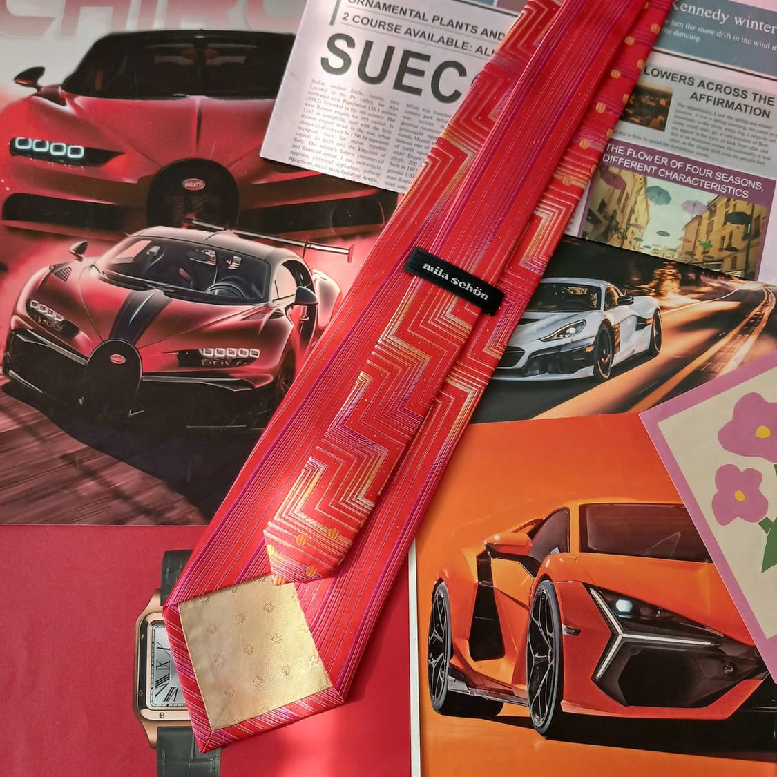 밀라숀 실크 레드 스트라이프 넥타이 9.2cm A~A+등급 A18984
 상품이미지3