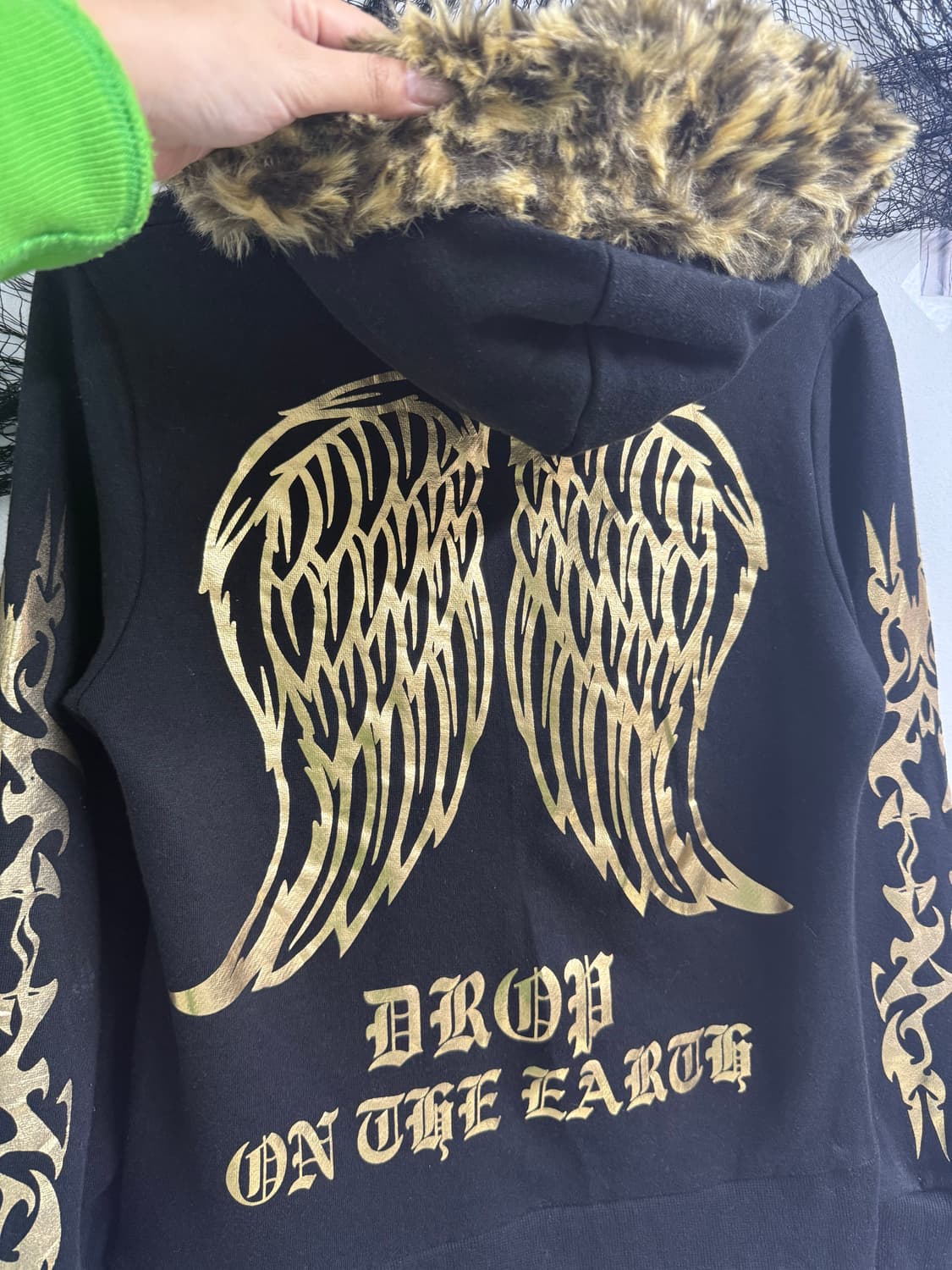 00s punk wing printing hood zip up 상품이미지4