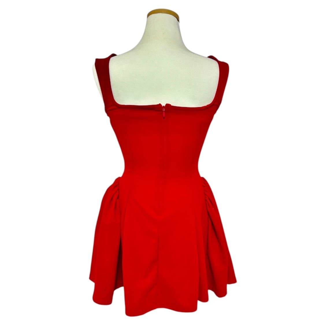 [새상품/착샷] 레드 스퀘어넥 플레어 미니 원피스 상품이미지3