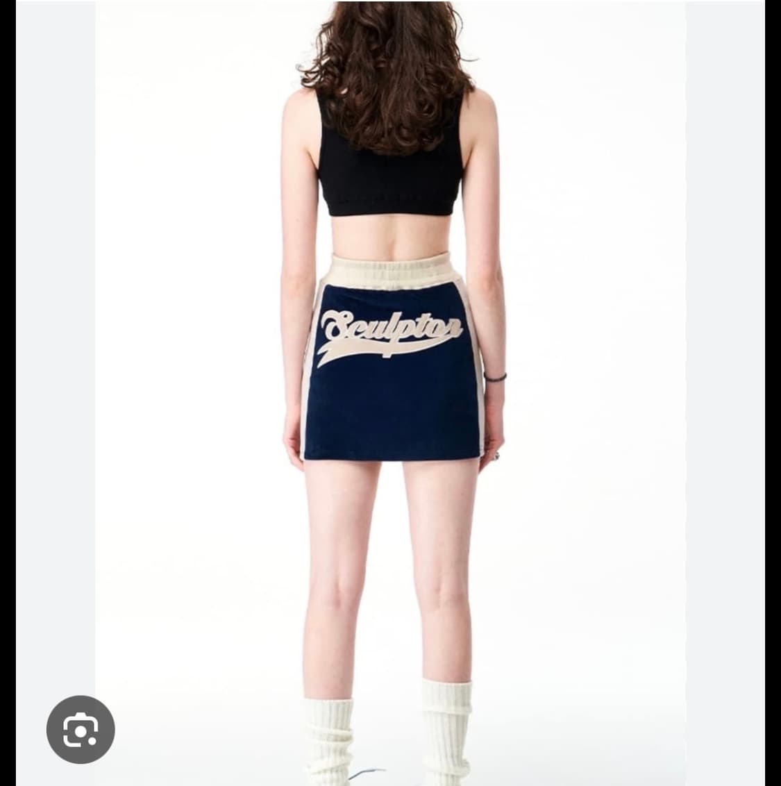 Velour Track Skirt Navy/Gray 상품이미지1