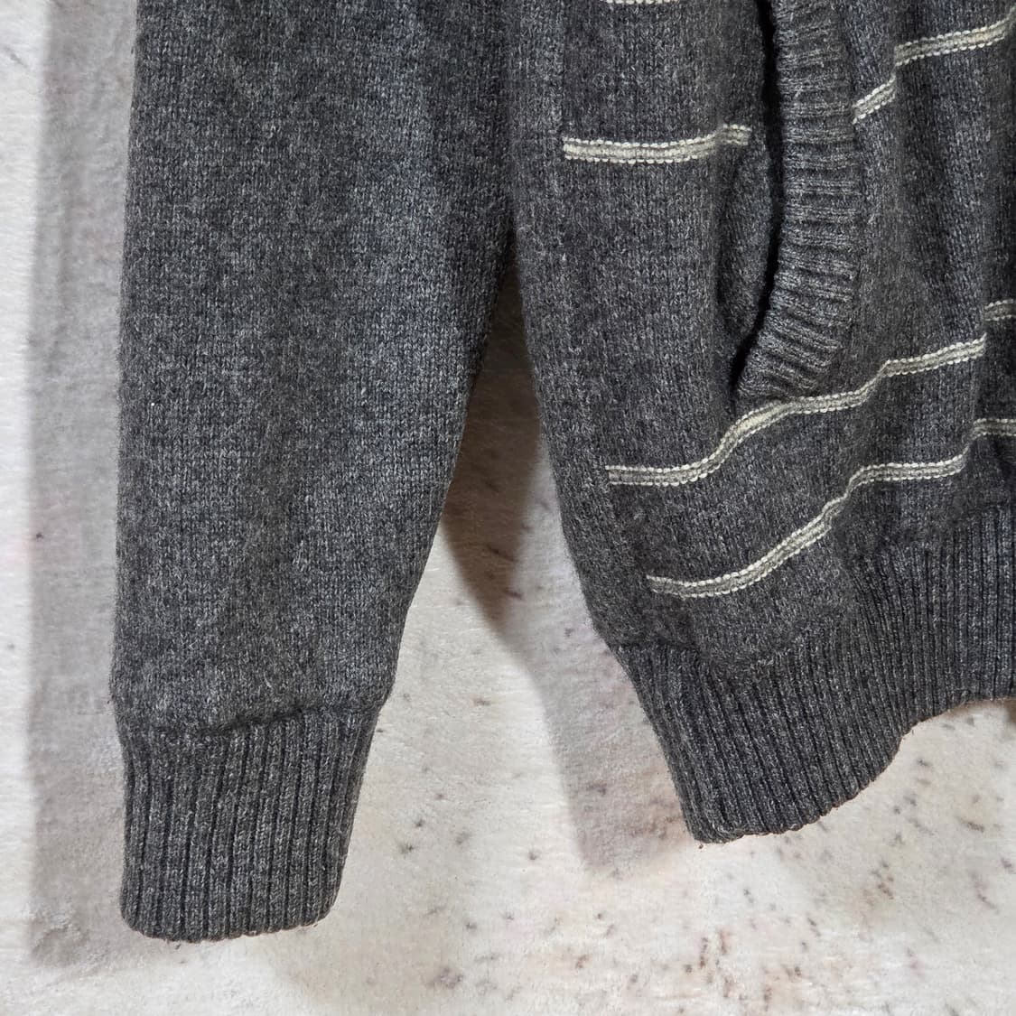 빈티지 챠콜 노르딕패턴 패디드 니트집업 상품이미지4