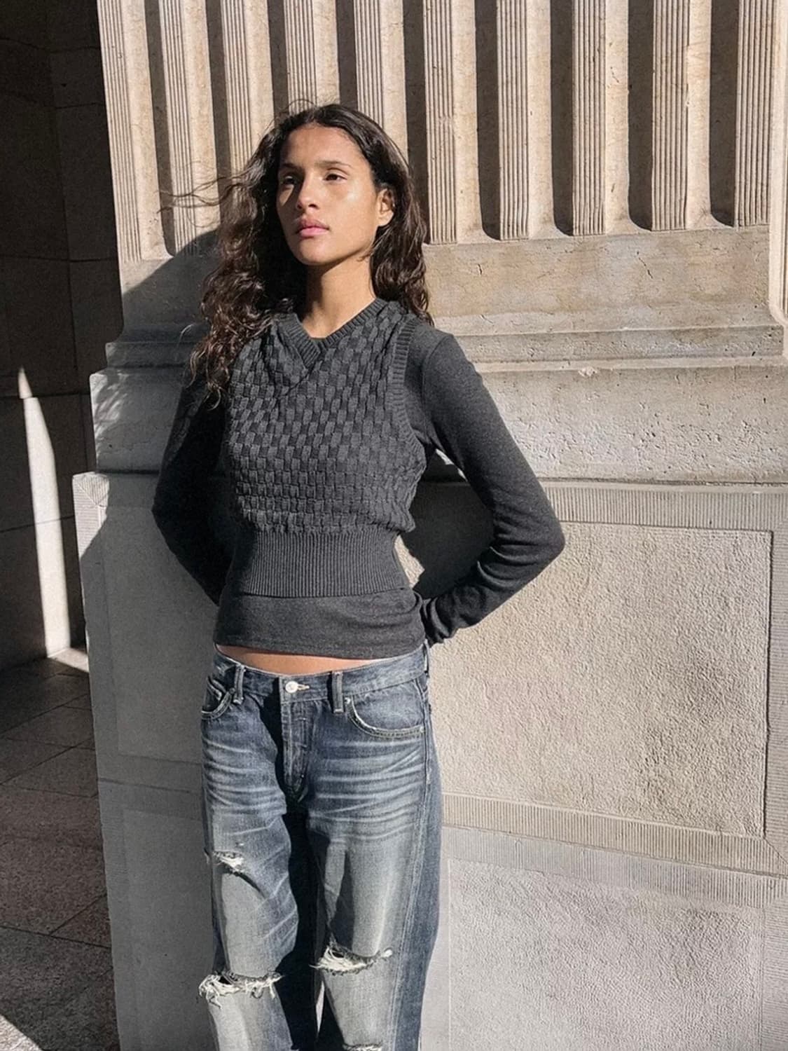 자라세일 콤비 베스트 스웨터  상품이미지2