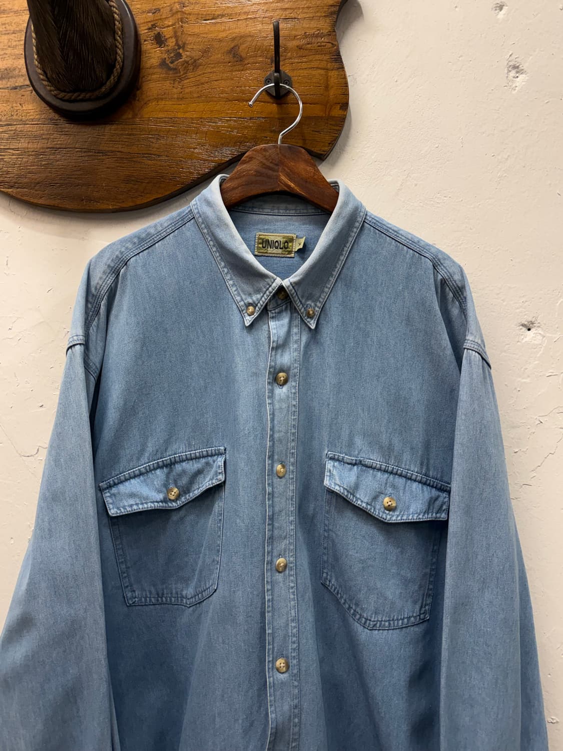 XL) Uniqlo Old Label Denim Button-Down S 상품이미지1