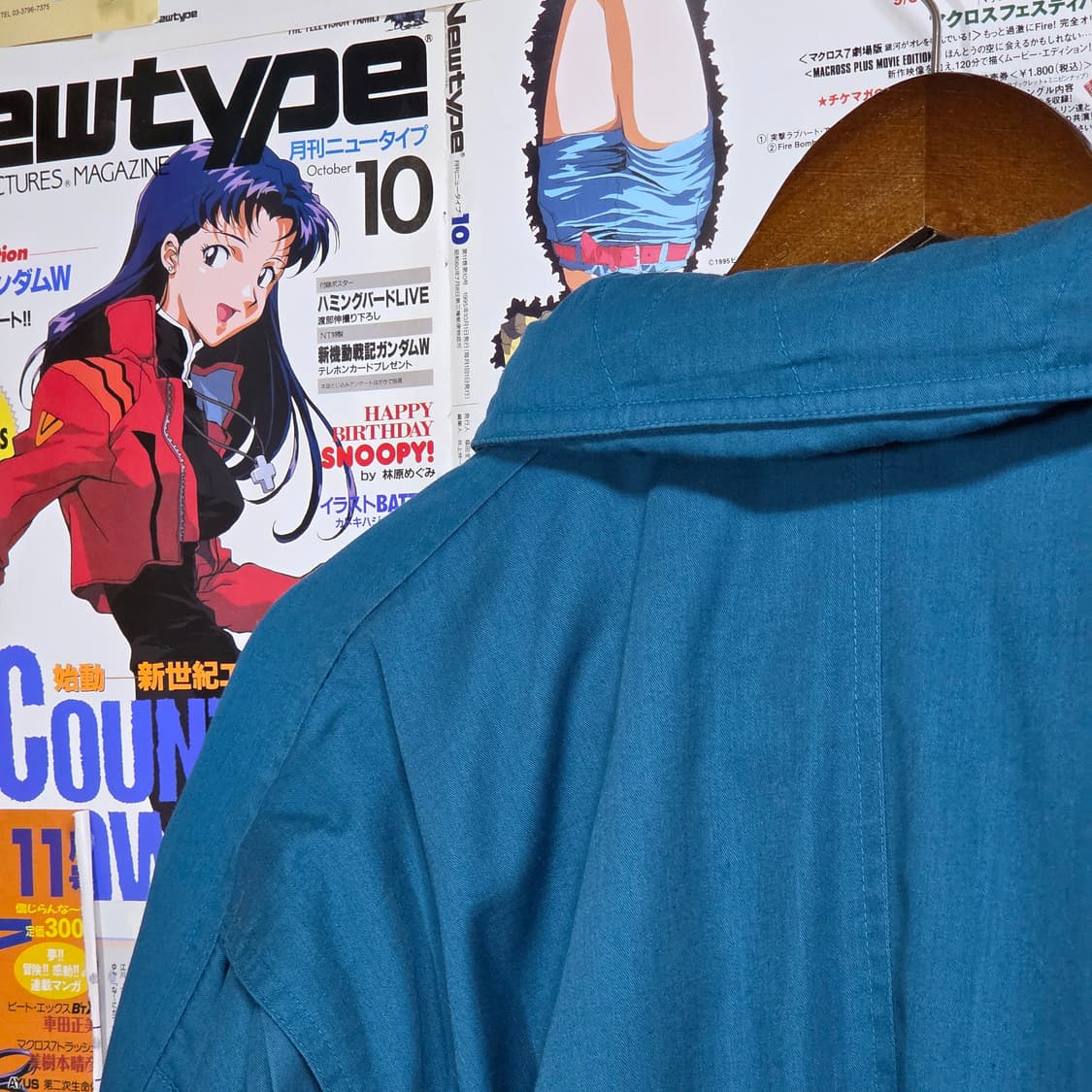 JPN 피콕 블루 누빔 오버핏 코튼 봄버 점퍼 상품이미지6