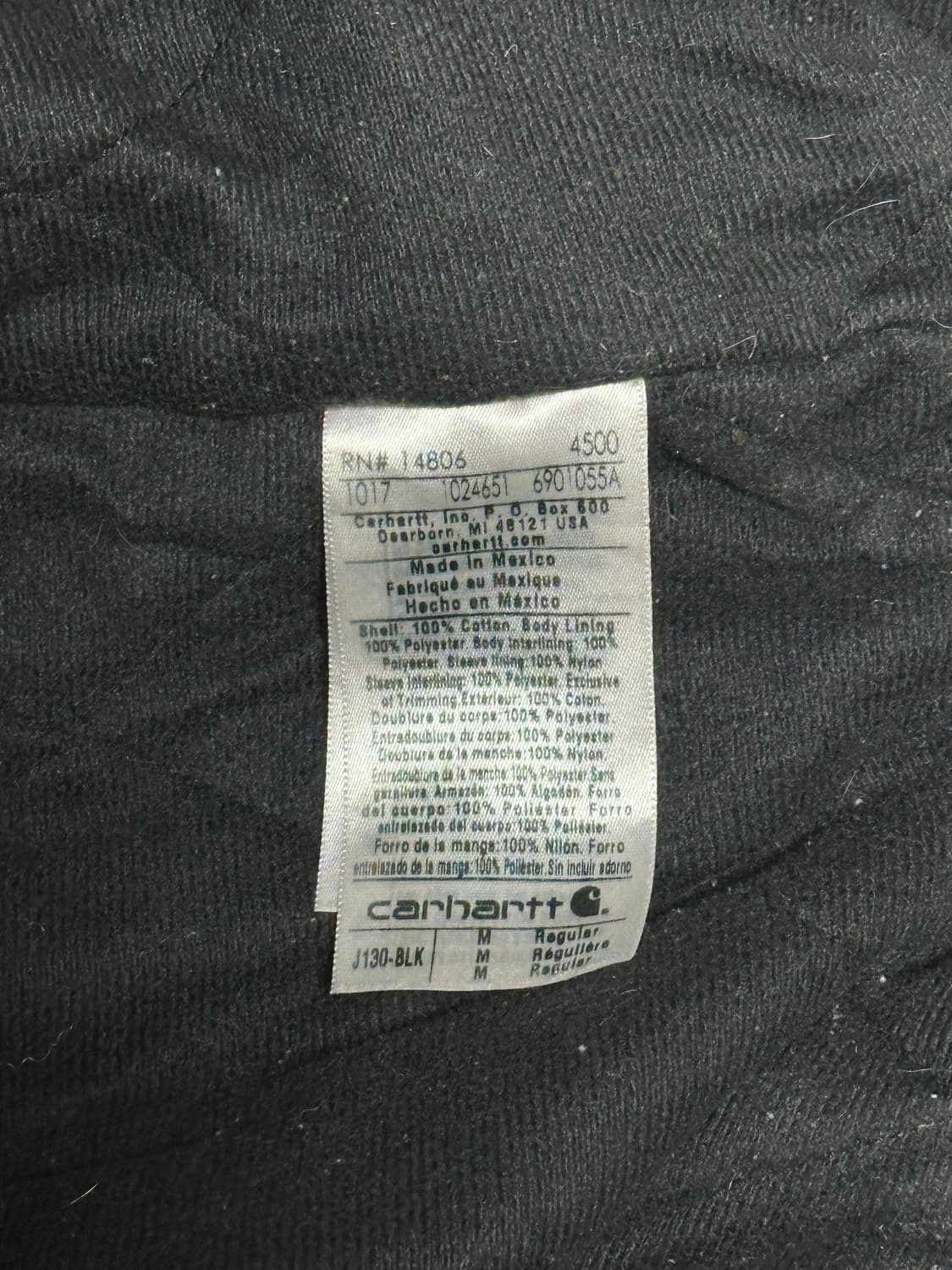 칼하트 j130 액티브 워크자켓 블랙 M 상품이미지4