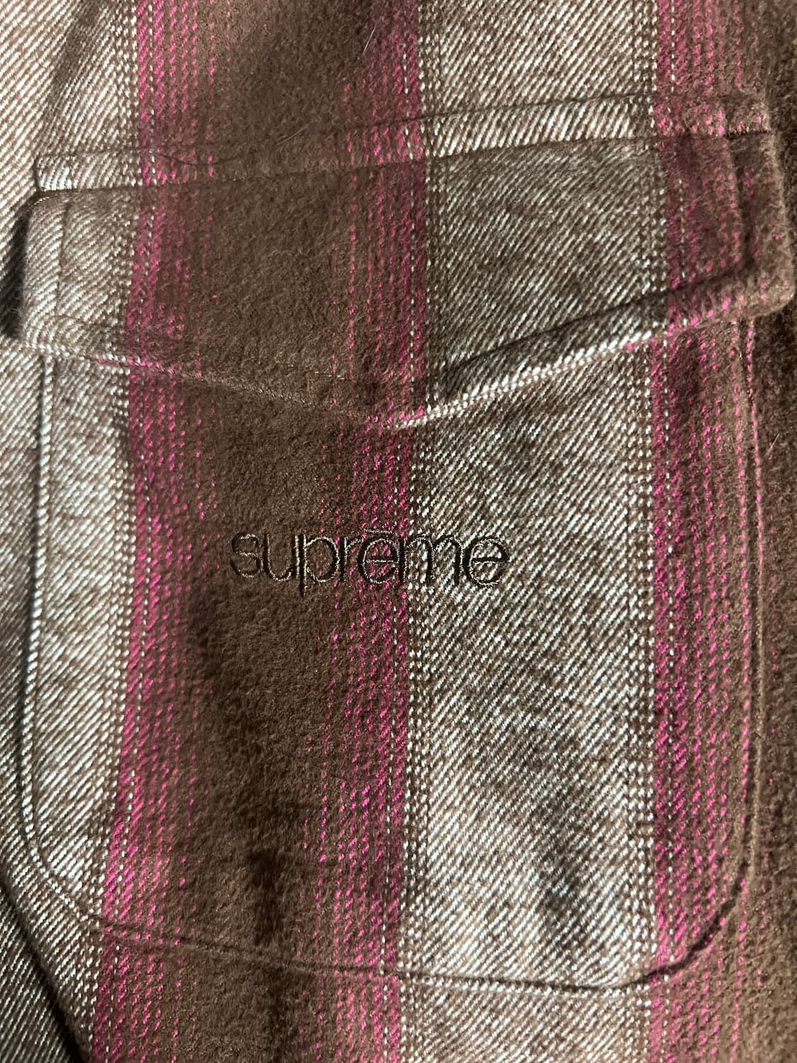 슈프림 23fw 스트라이프 플란넬 집업 셔츠 브라운  상품이미지3