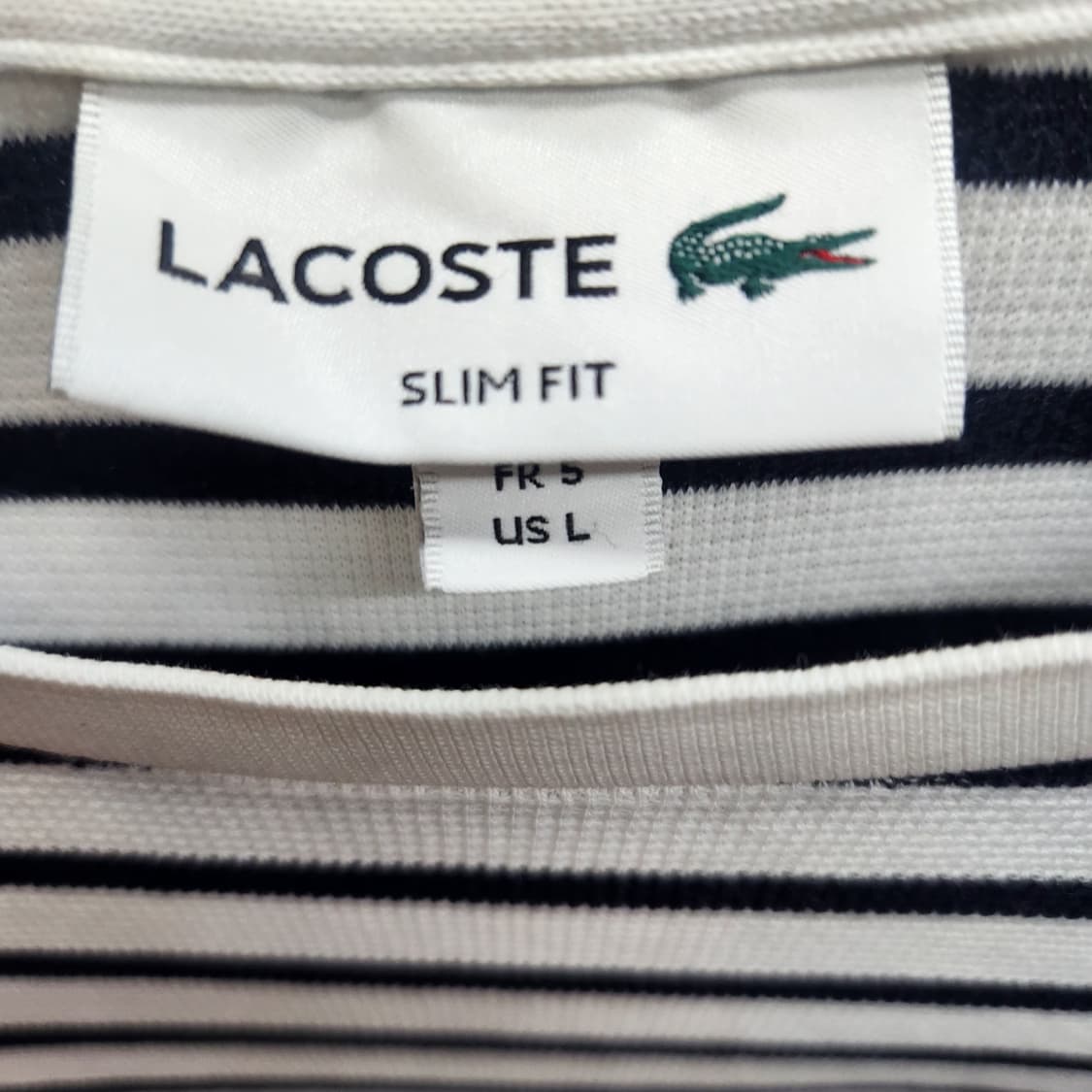 라코스테 스트라이프 로고 반팔티 L(M) 상품이미지5