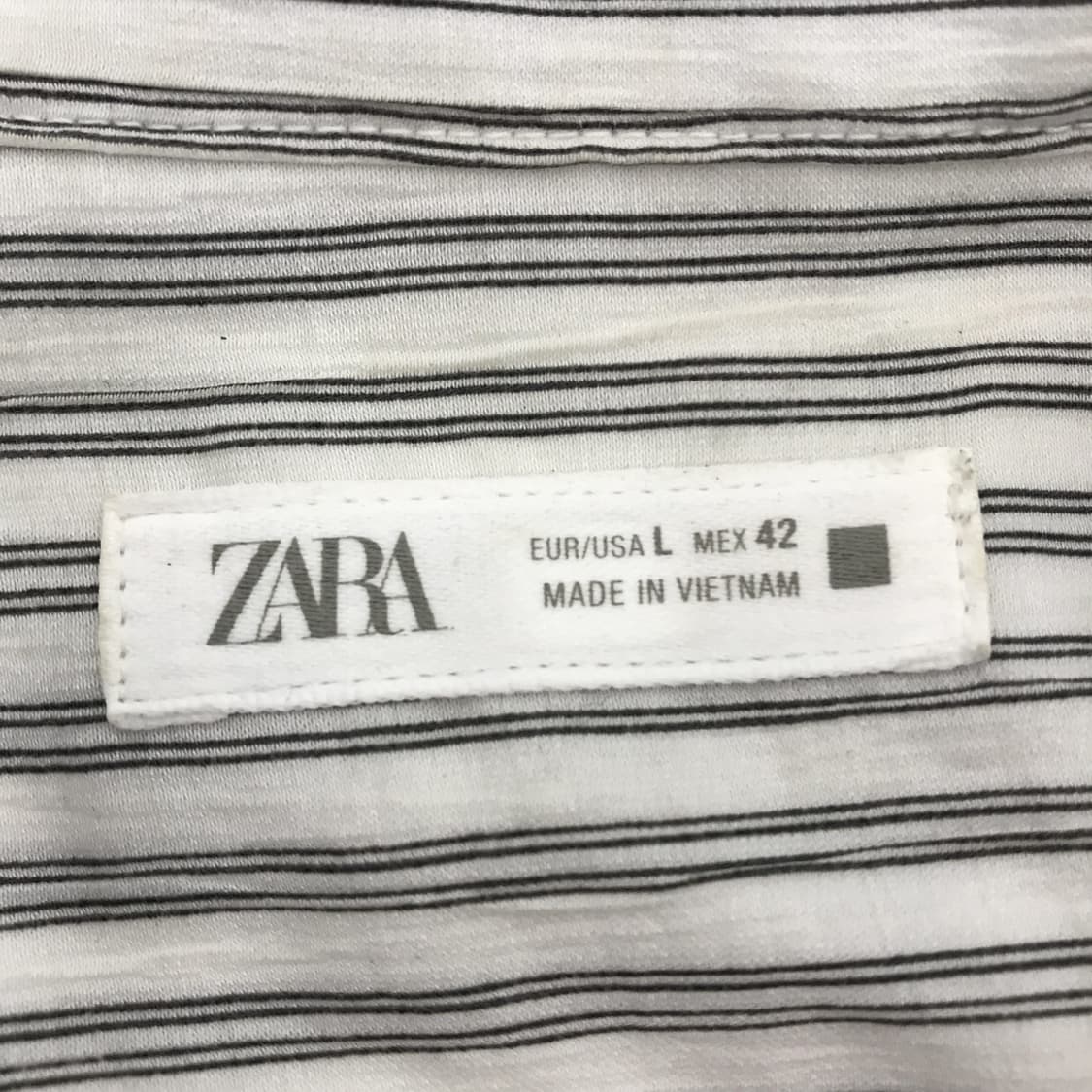 자라 오픈카라 시어서커 스트라이프셔츠 [L] 상품이미지4