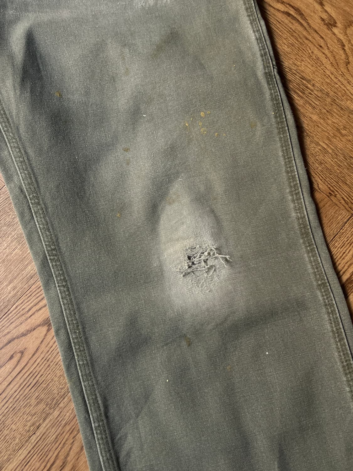 [38]칼하트 USA 모스그린 싱글니 빈티지 워싱 워크팬츠 상품이미지6