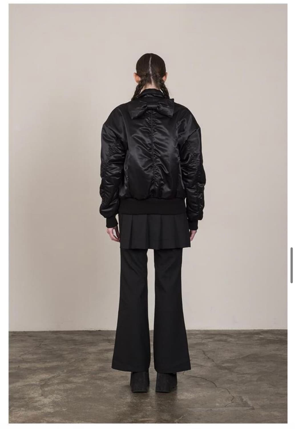 BMUETTE 리본 봄버 자켓 블랙  상품이미지3