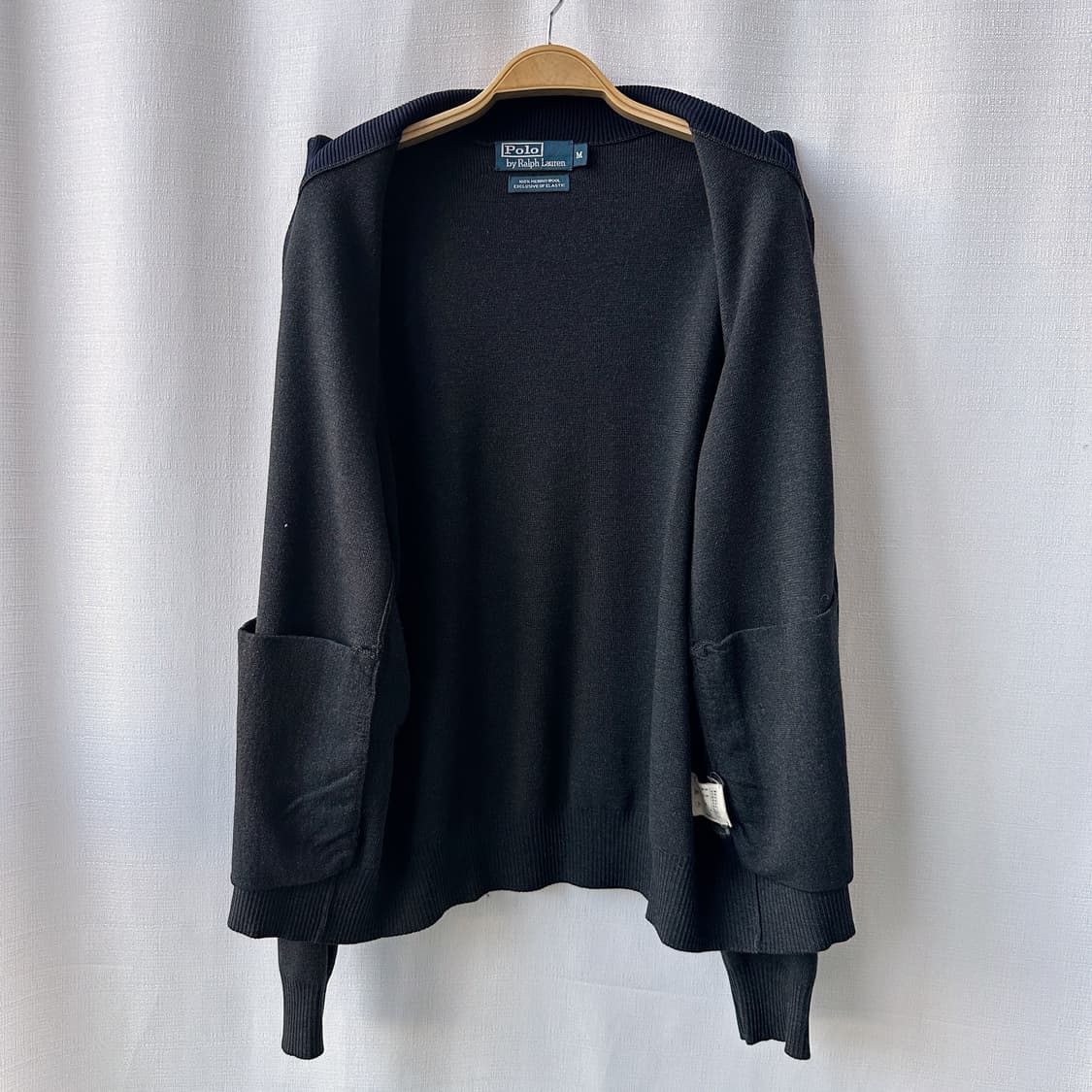 폴로 랄프로렌 투웨이 집업 메리노 울 니트 가디건 차콜 그레이 M 상품이미지6