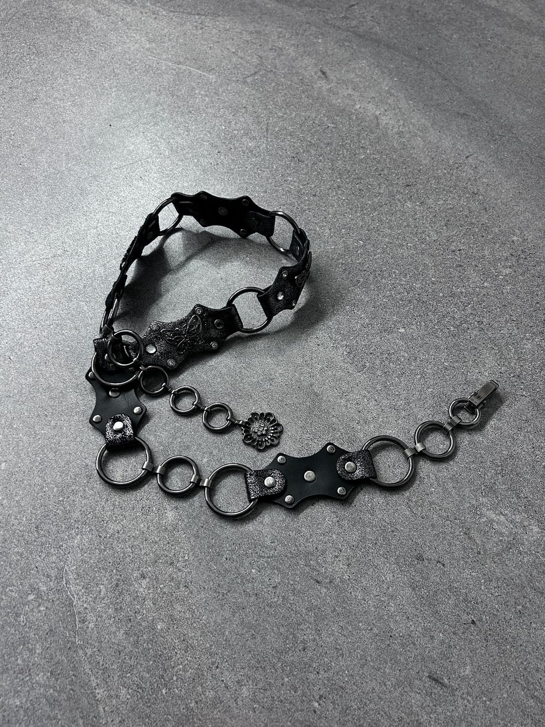 Gothic Ring Chain Leather Belt 상품이미지1