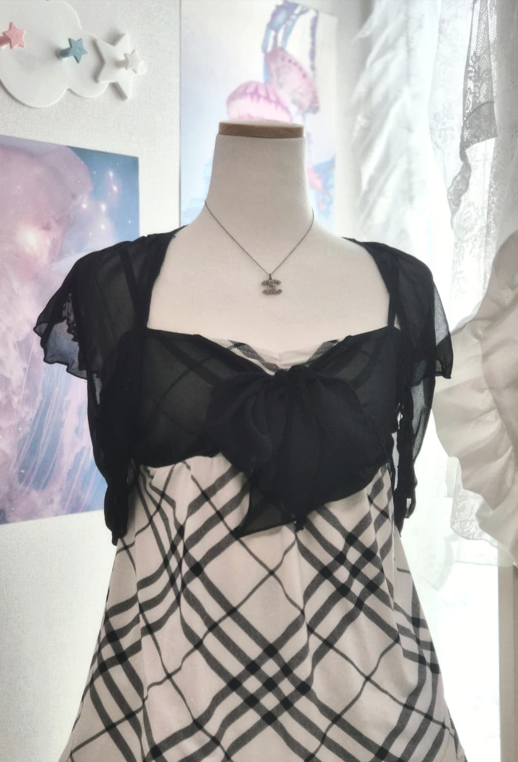 노바체크 리본 슬리브리스 오네갸루 히메갸루 공겜여주 상품이미지2