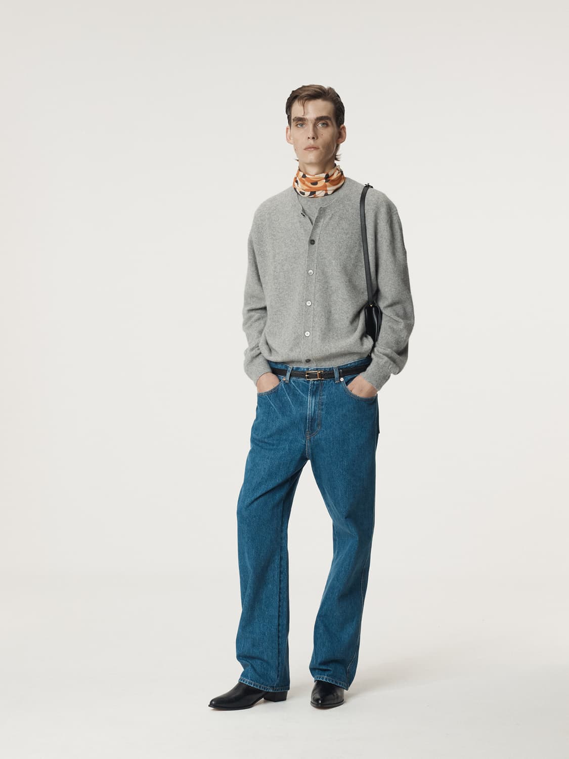 렉토 25FW 크루넥 레이어드 가디건 멜란지 그레이 상품이미지2