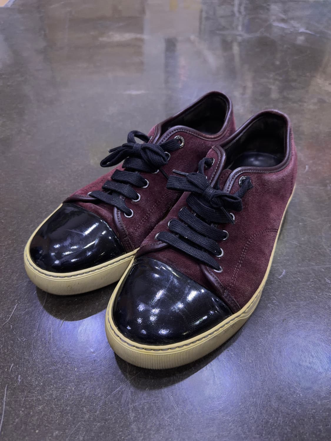 랑방 벨루어 스웨이드 레더 버건디 블랙 스니커즈 6 (250) 상품이미지1