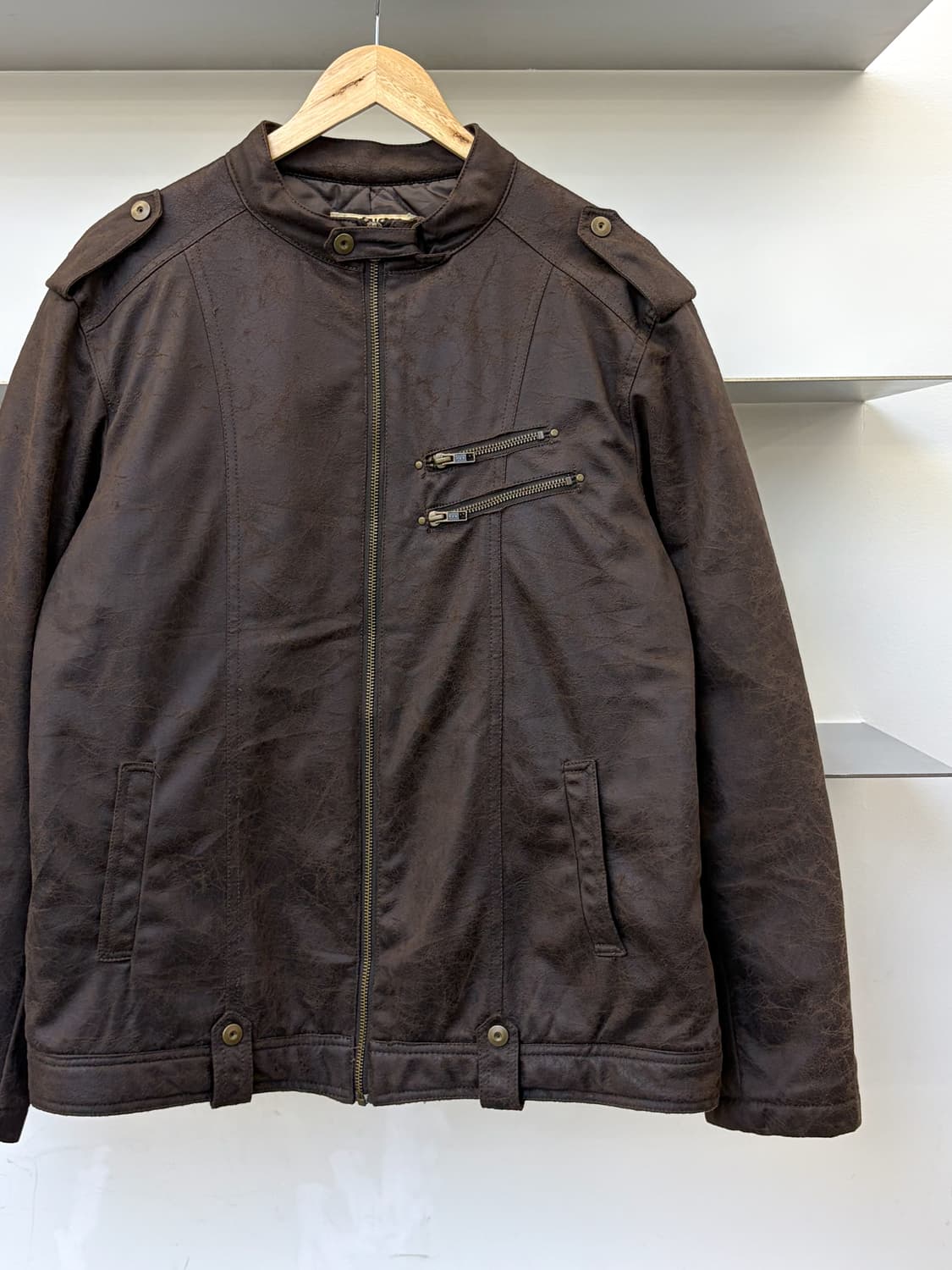 간사이 야마모토 크래클 바이커 자켓 상품이미지2