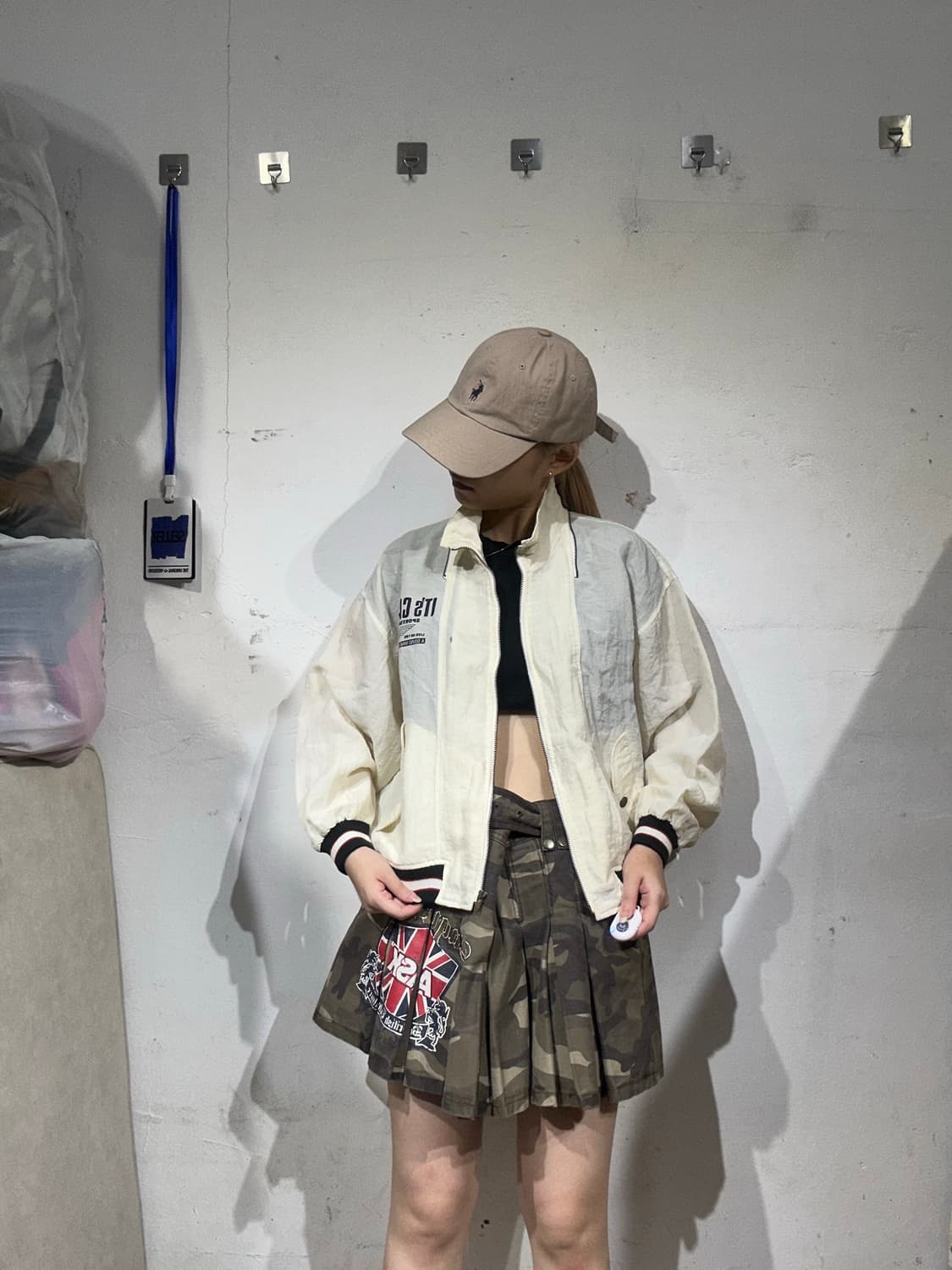 일본 빈티지 화이트 바람막이 트랙 바시티 자켓 상품이미지2