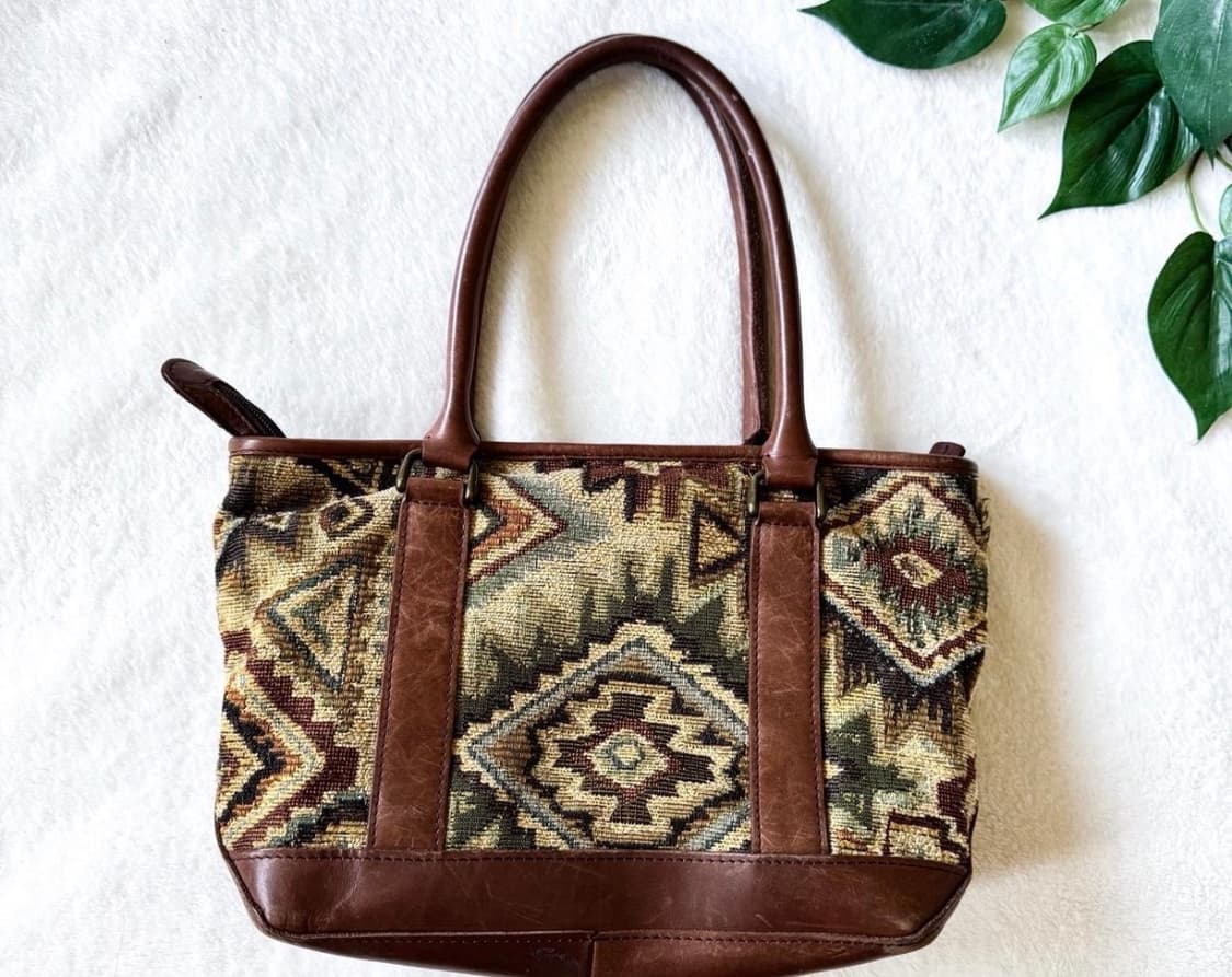 엘엘빈 빈티지 태피스트리 레더 토트백 90s 28cm 너비 상품이미지3