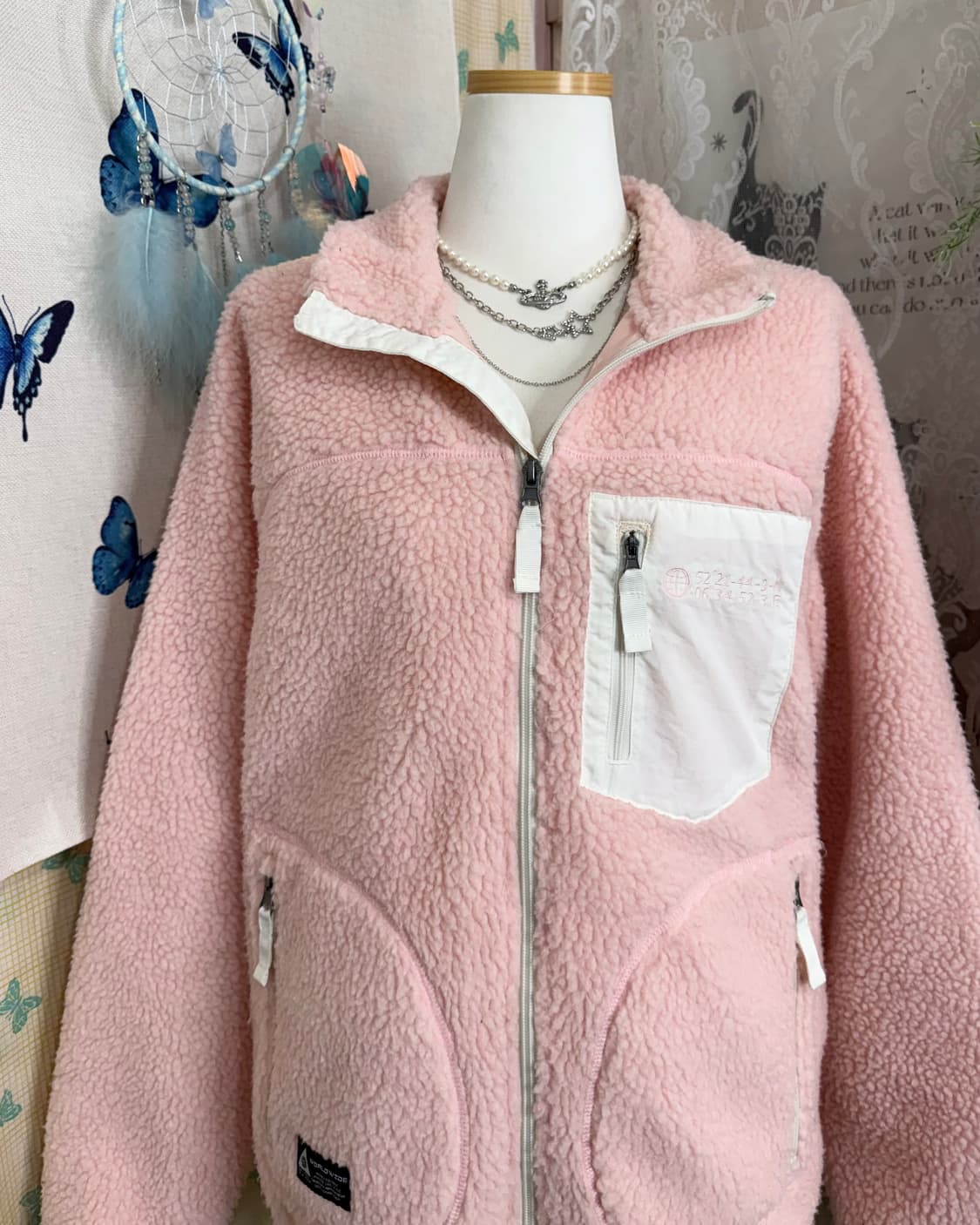 연핑크 플리스 집업 자켓 상품이미지5